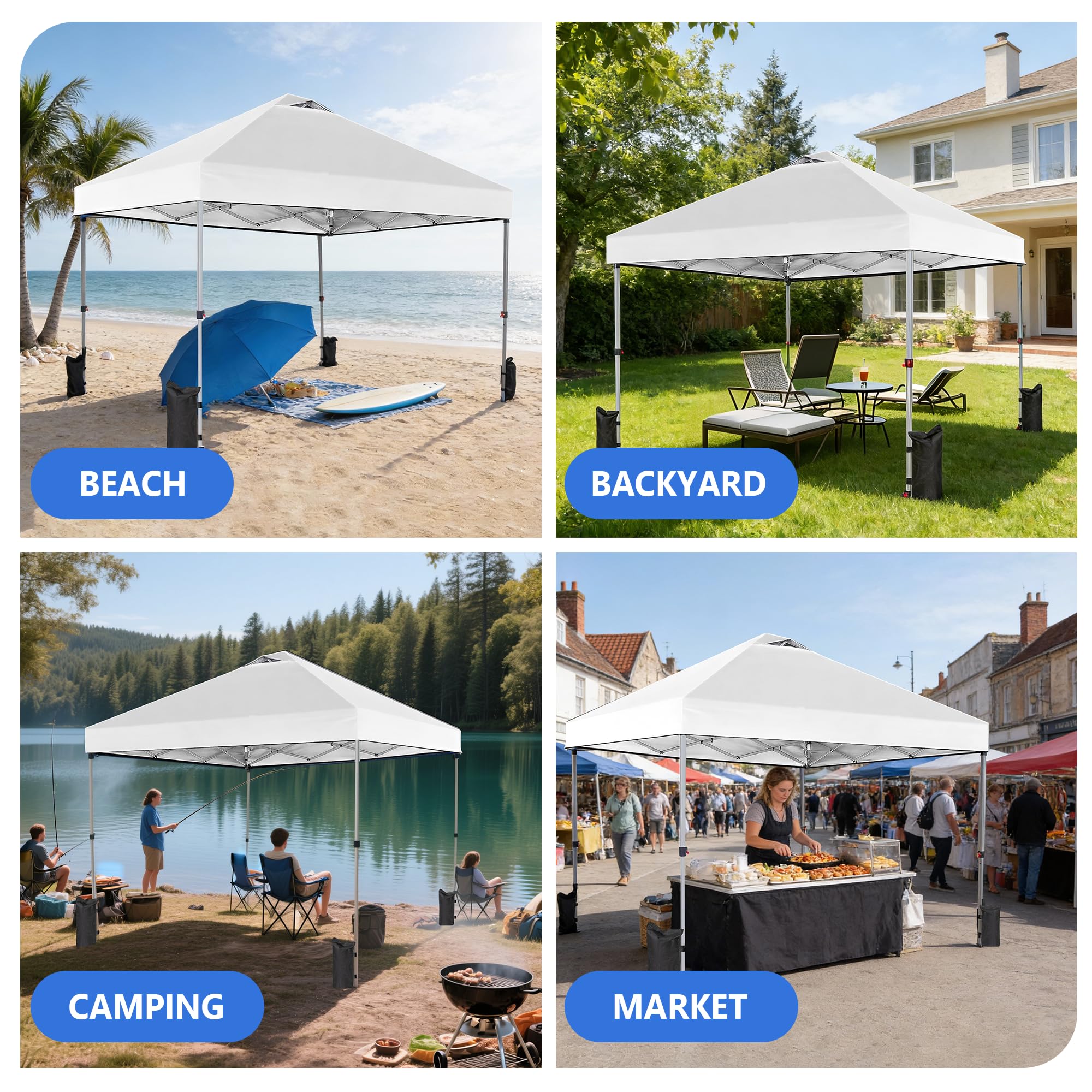10x10ft Effortless Pop-Up Canopy with Rolling Bag