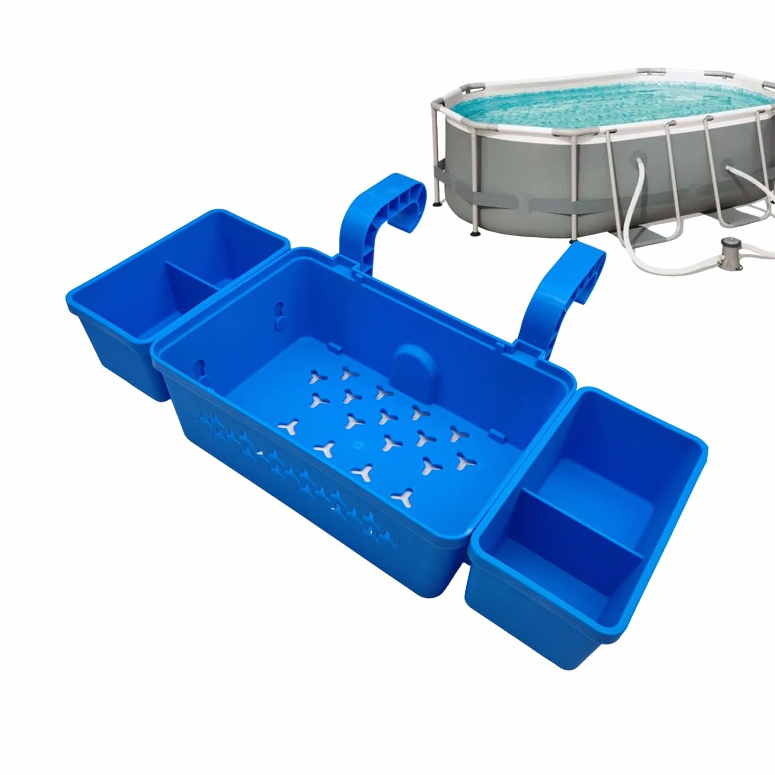 Panier de rangement pour piscine hors sol - Support multifonctionnel au bord de la piscine
