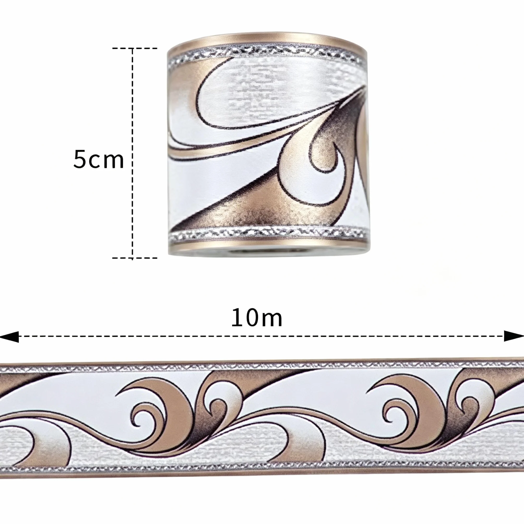 Lot de 2 frises de papier peint autocollant en PVC - 10 m x 5 cm - Motif nœud - Imperméable - Pour cuisine, salle de bain, chambre à coucher, salon (C - 2 pièces)