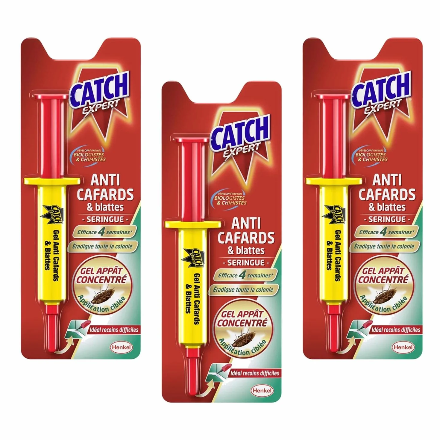 Catch Anti cafards Gel Seringue Insecticide 10 GR LOT DE 3