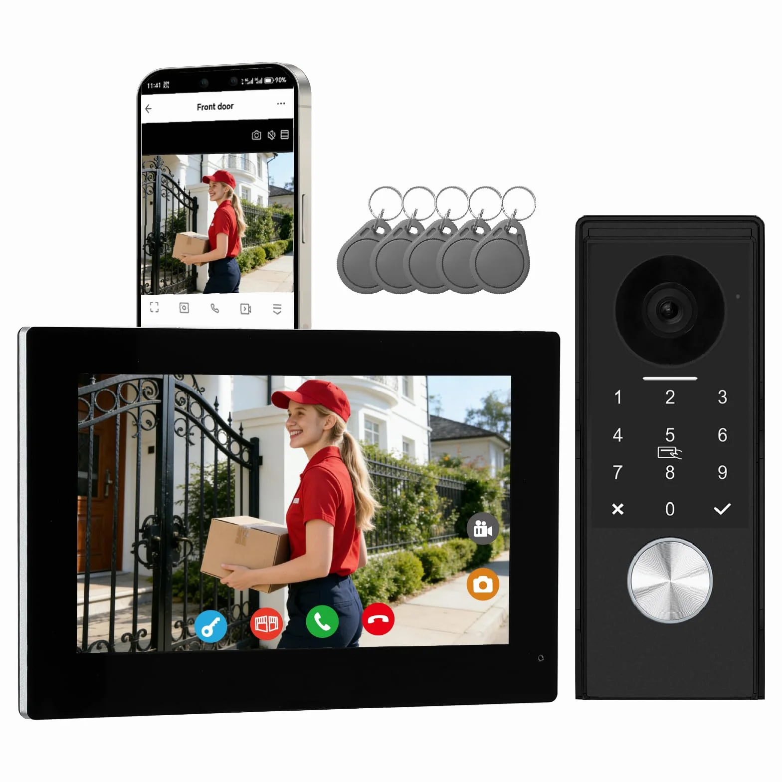 Visiophone filaire 2 fils avec caméra Full HD, écran tactile 7", Tuya app, détection de mouvement