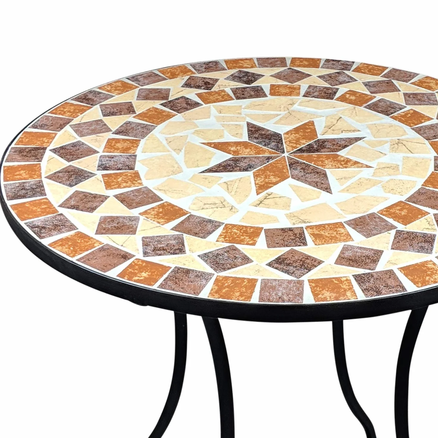 Table de Jardin Ronde en mosaïque 60 cm — Table d'appoint méditerranéenne pour Balcon