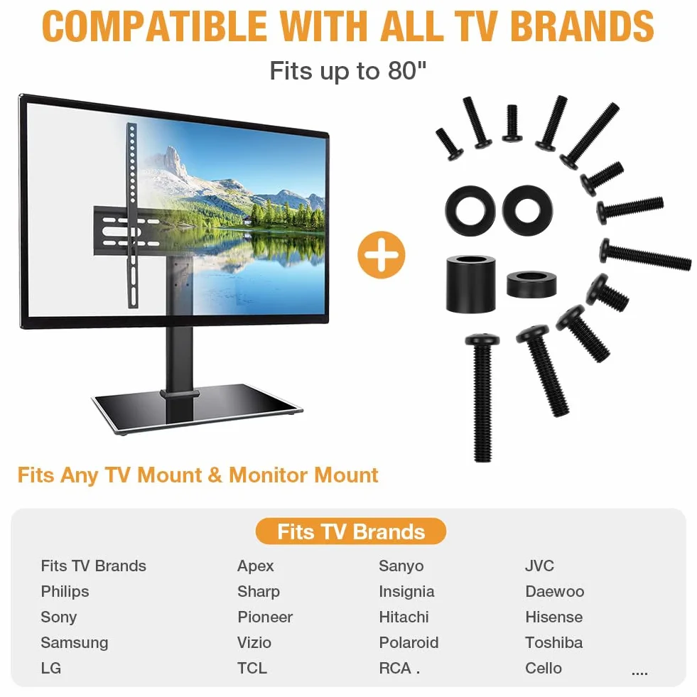 Flintronic Vis de Support TV, Kit de Vis de Montage TV Universel, 68 Pièces, M4/M5/M6/M8/Rondelles/Entretoises, Kit de Matériel de Montage pour Téléviseurs et Moniteur, Convient Jusqu'à 80 Pouces