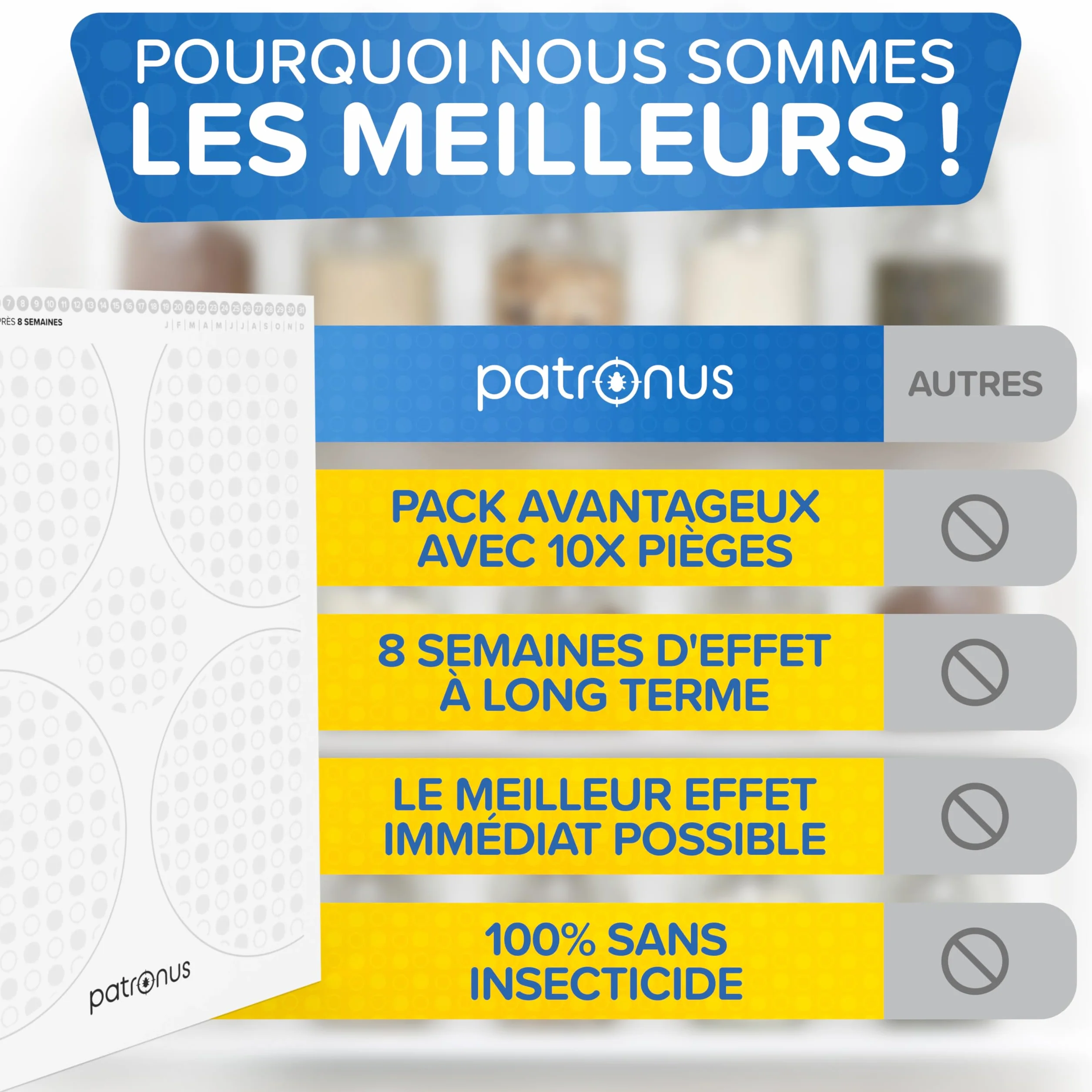 Piège à Mites Alimentaires 10 Pièces - Piège à Phéromones avec Colle Haute Performance Contre Les Mites Alimentaires
