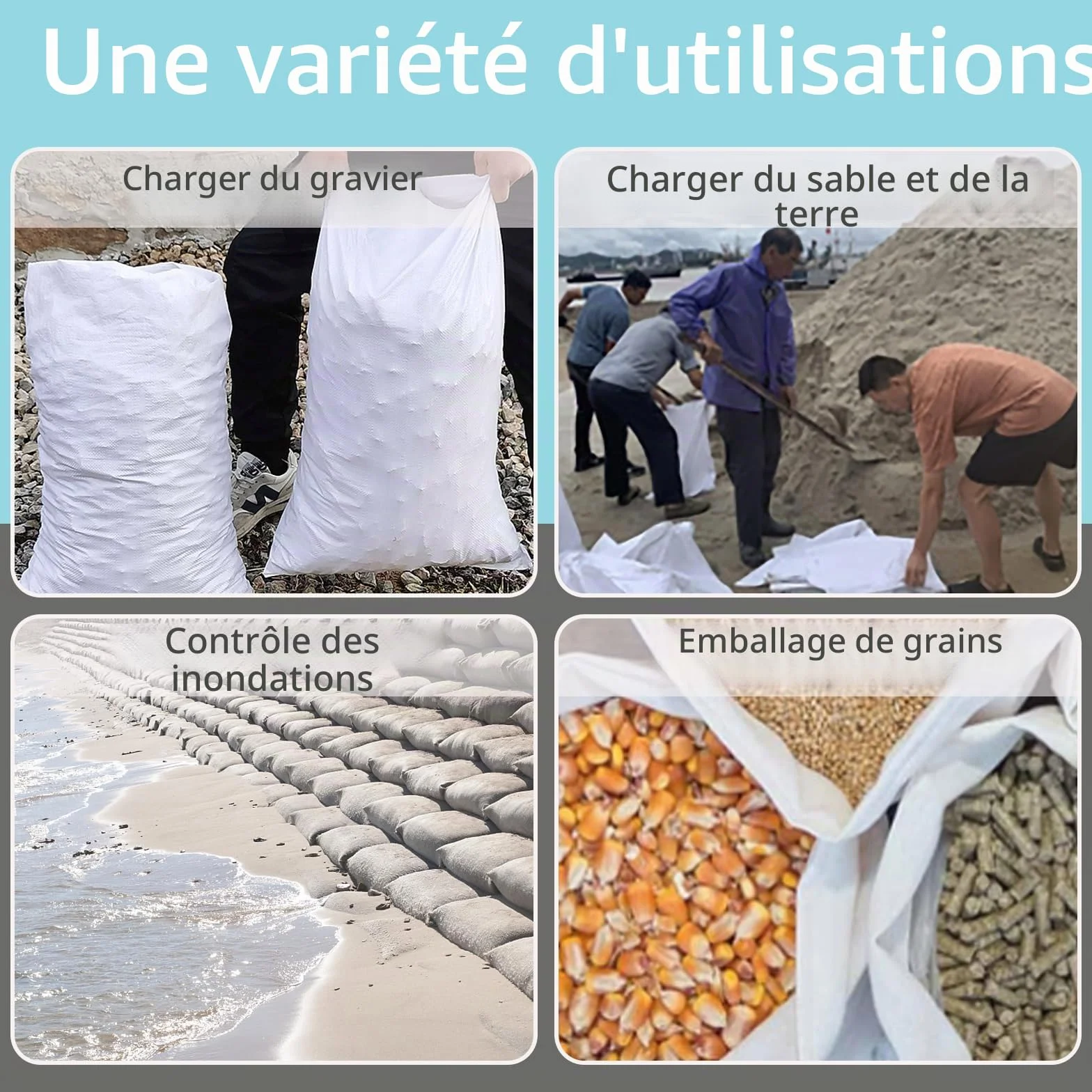 Sacs à Gravats 75L Résistant 60x100cm Réutilisable 15 Pièces Chantier Jardinage