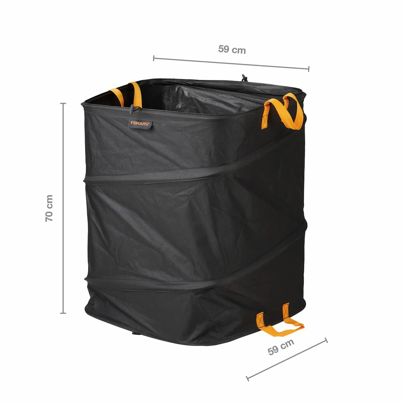 Fiskars Grand Sac à végétaux pop-up 219 l, 70 cm, Noir/Orange