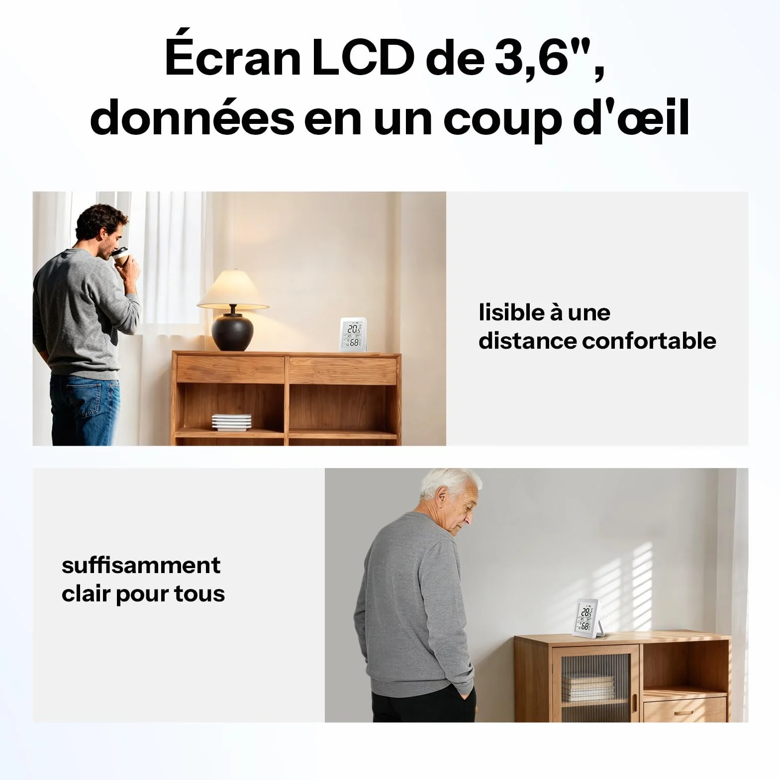 SONOFF AirGuard SNZB-02DR2 Capteur Zigbee Température Humidité Écran LCD 3.6 Pouces Thermomètre Hygromètre Lot de 2