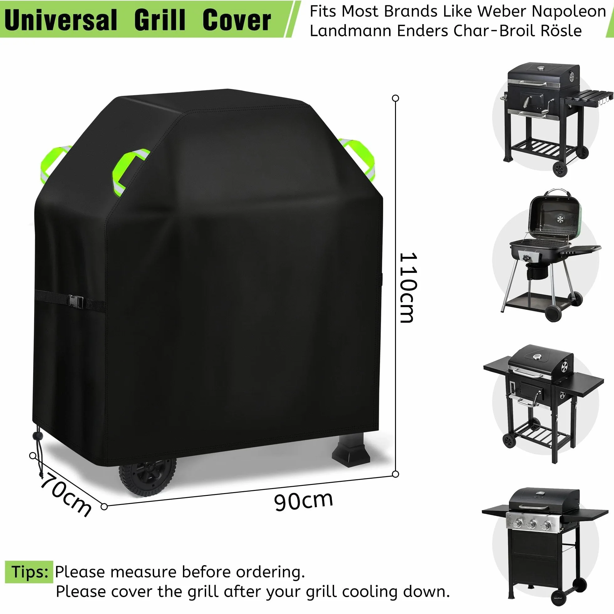 Housse Barbecue Exterieur 420D Oxford Imperméable 90x70x110 cm Protection Gaz BBQ Anti-Vent UV Poussière