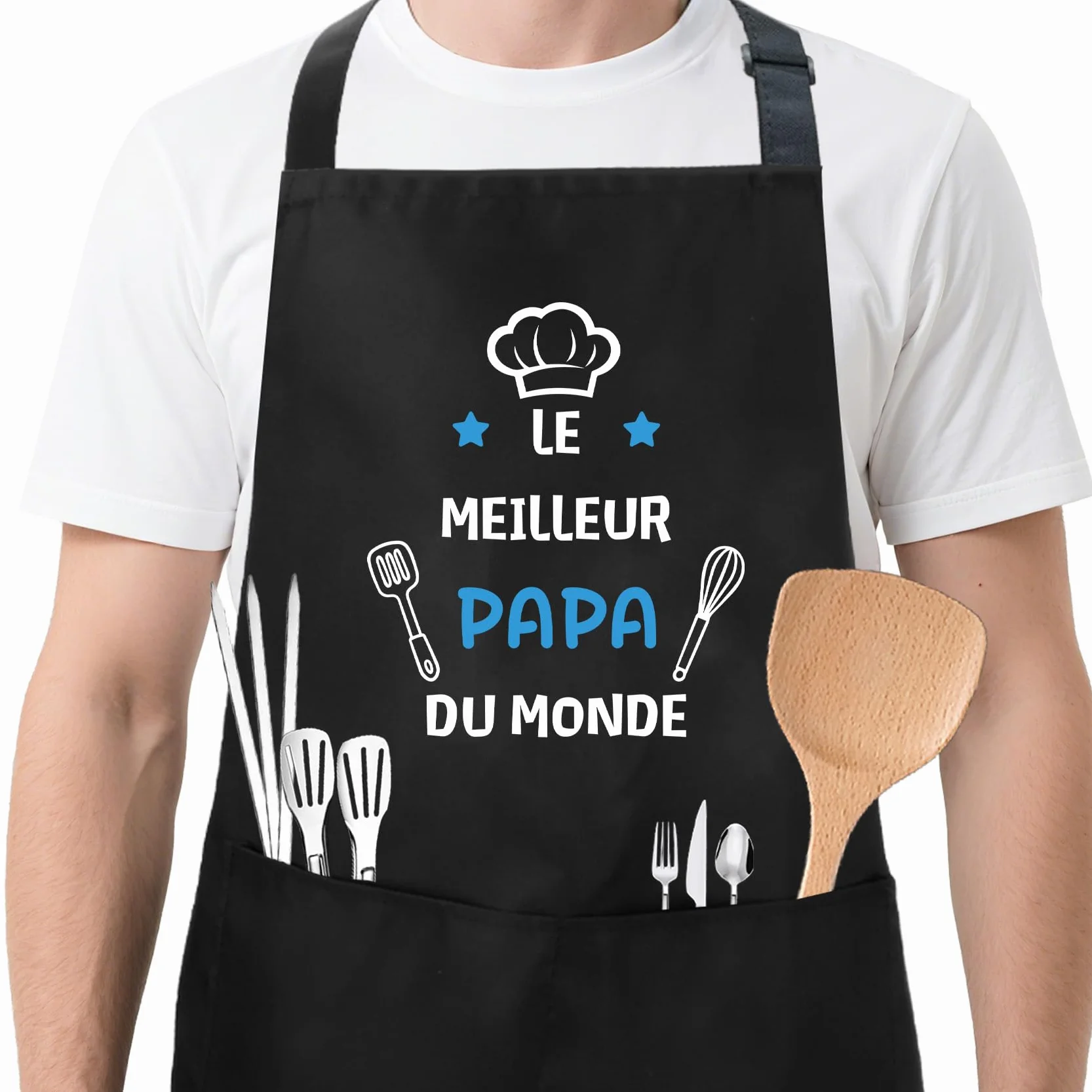 Tablier Cuisine Homme Barbecue Cadeau Papa Anniversaire Fete des Peres Noel Saint Valentin