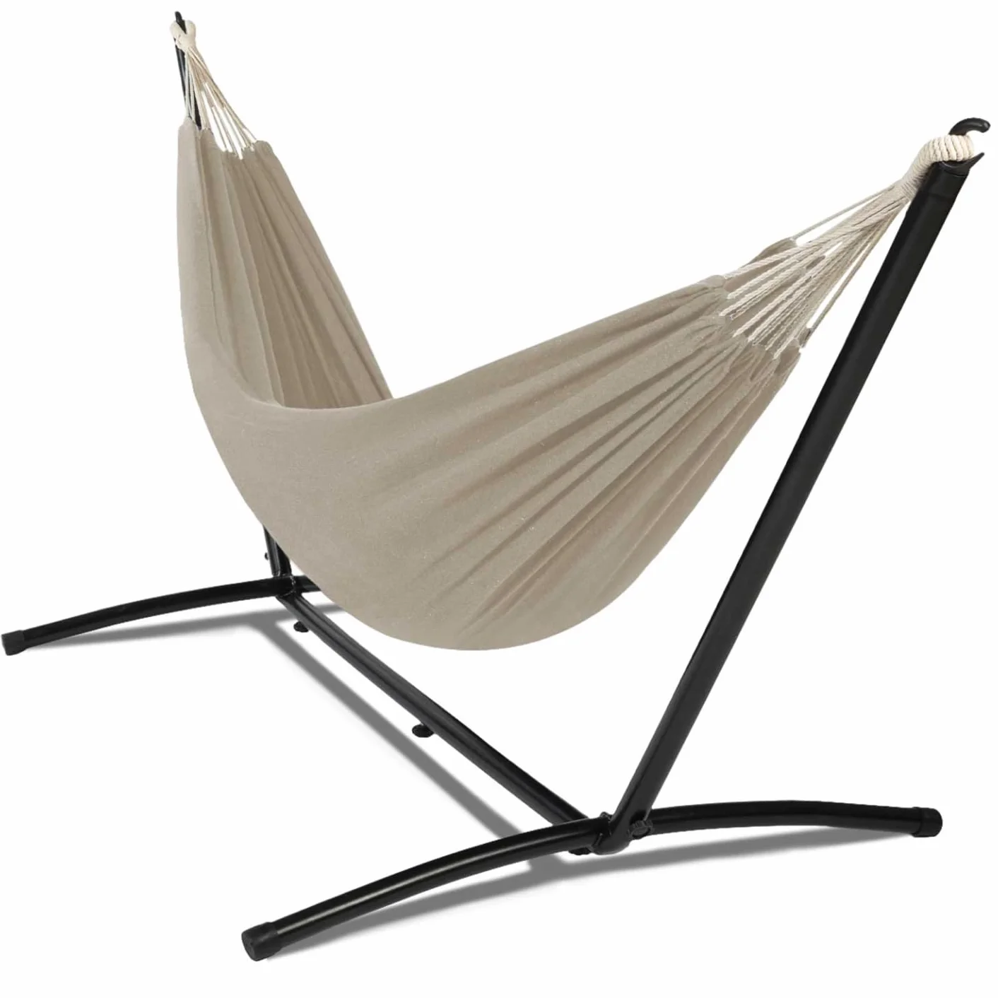 Hamac avec Support métal Noir et Toile Taupe