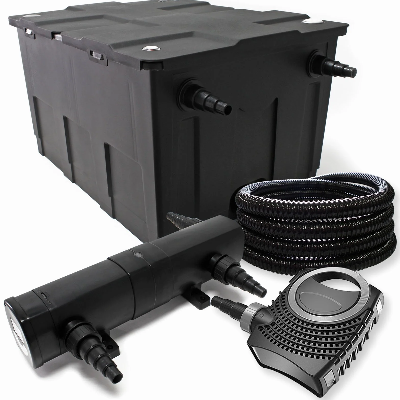 Wiltec CBF-550 Filtre de bassin 60000 L Biologique NEO10000 SuperECO pompe 10000l/h 80W CUV-236 lampe UV 36W 25m Tuyau 25 mm