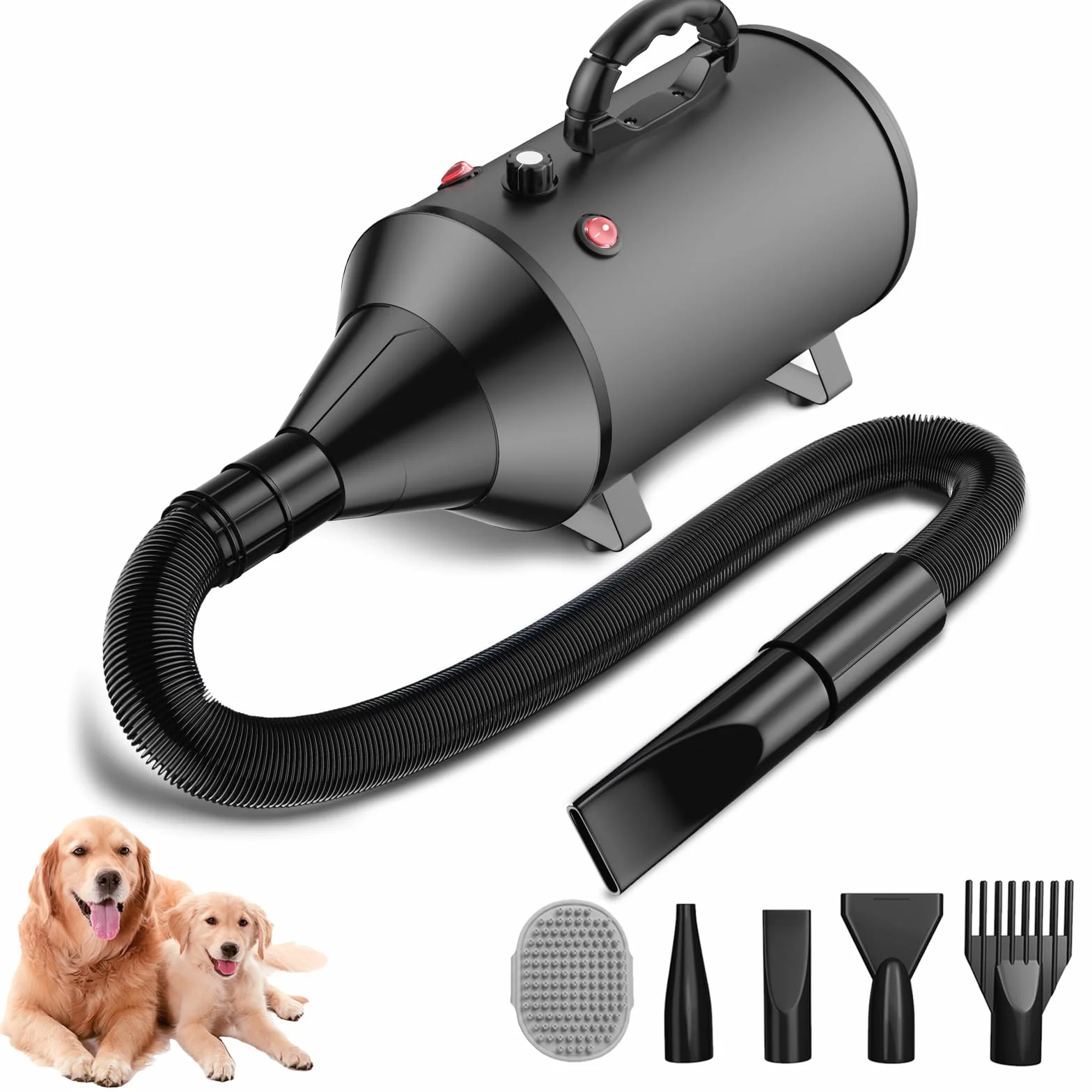 Sèche-Cheveux pour Chien Blower 5,2 CV 3800 W Moteur réglable avec 4 Buses
