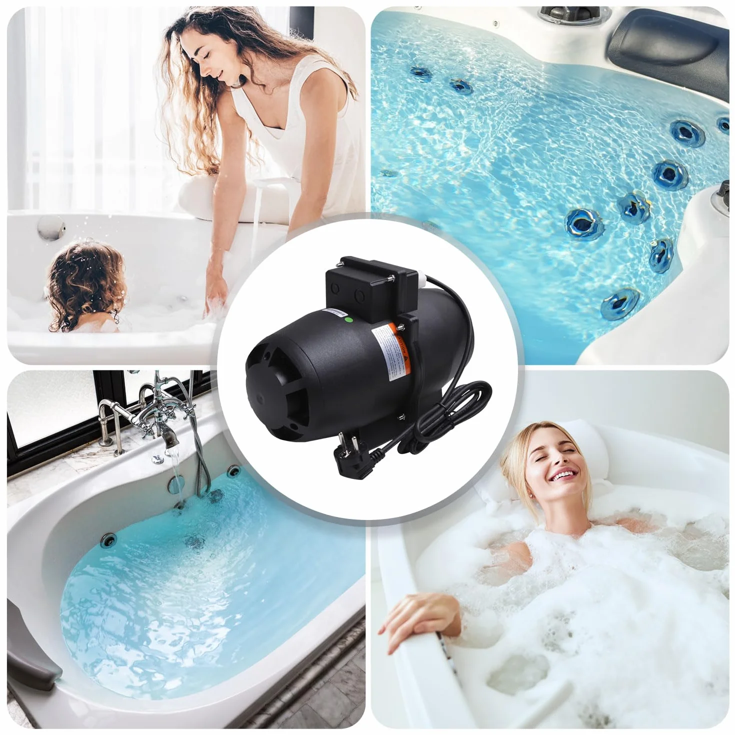 AQUADE Souffleur d'air pour jacuzzi 700 W chauffage 300 W ozone Pompe de soufflage nettoyage bactéricide