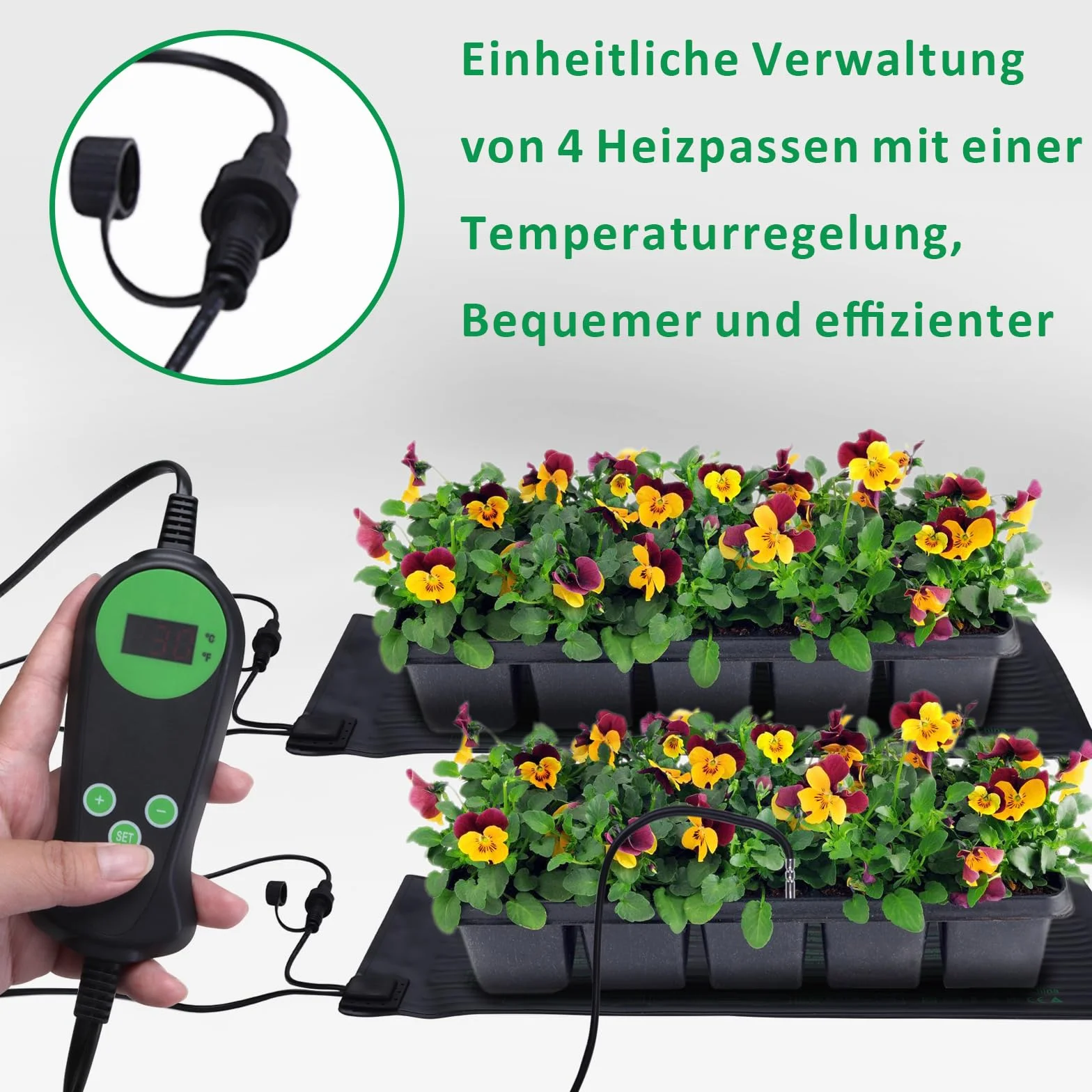 DERNORD Lot de 4 tapis de plantation 30W 25,5x52,7cm imperméable avec thermostat