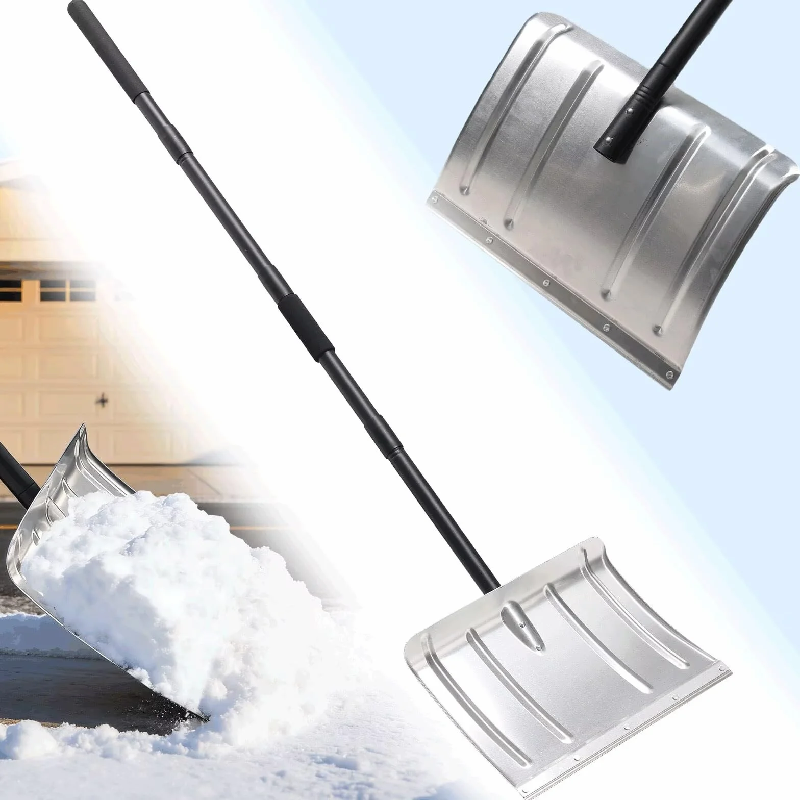Pelle à Neige en Aluminium 40cm avec Bande Métallique pour Routes et Trottoirs