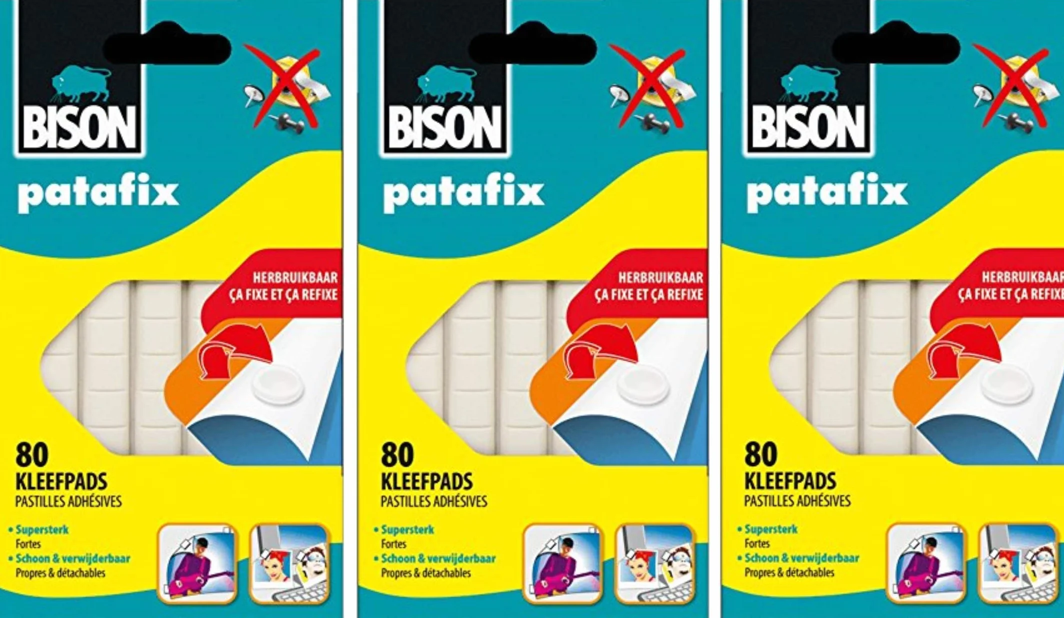 Lot de 3 x 80" in the title and change the title for: BISON - patafix Lot de 3 x 80 pastilles adhésives détachables et réutilisables, blanches