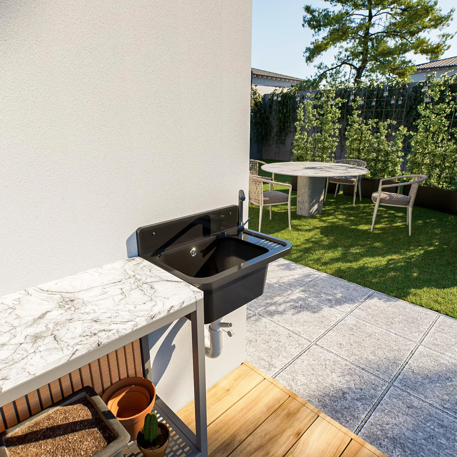 Évier de lavabo extérieur noir jardin garage