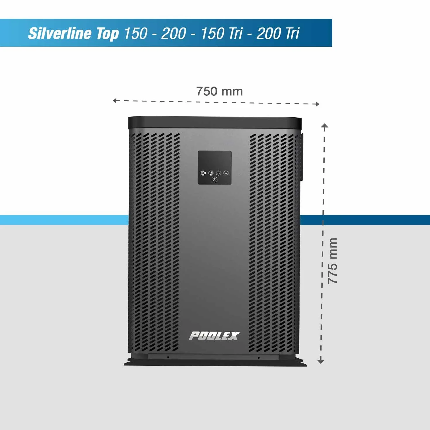 POOLEX PC-TOP090 Silverline Top Pompe à chaleur verticale monophasée piscine 40-50 m3 Full Inverter Chauffe Refroidit