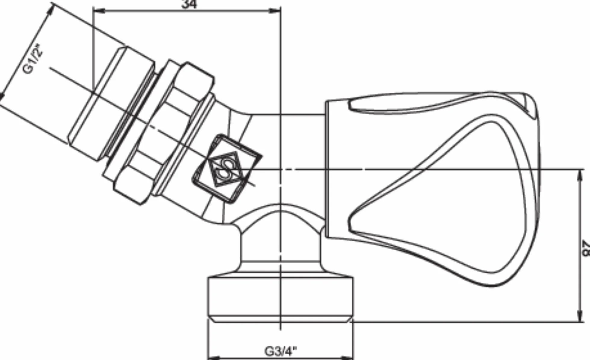 SOMATHERM FOR YOU Robinet orientable auto-étanche à clapet pour machine à laver entrée M1/2" sortie M3/4" laiton chromé ACS