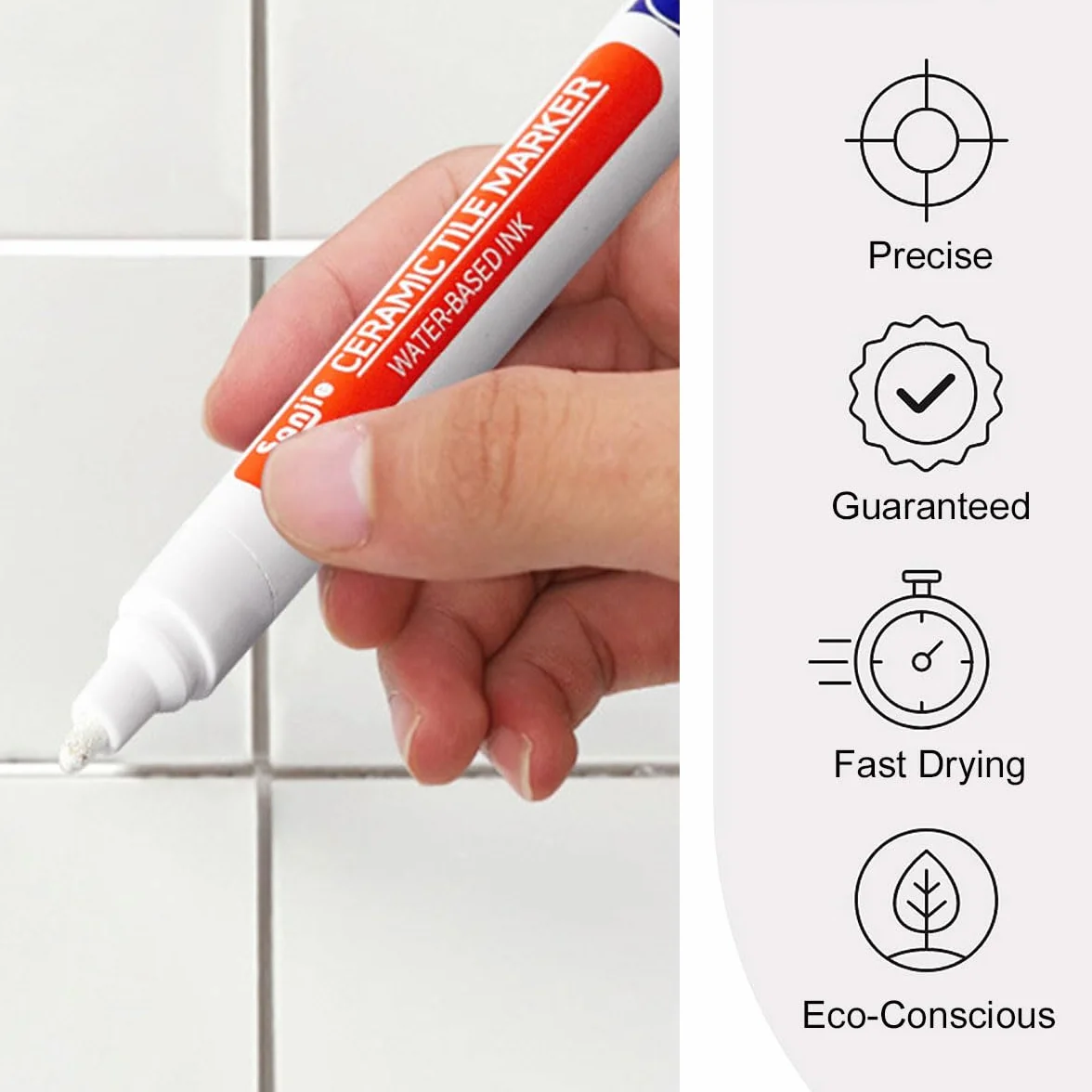 Stylo de Carrelage, Stylo joint carrelage blanc, Marqueur Joints, 3 Pièces Stylos à Coulis de Réparation de Carrelage pour carrelage mural sol salle de bain et cuisine joint de rénovation carrelage