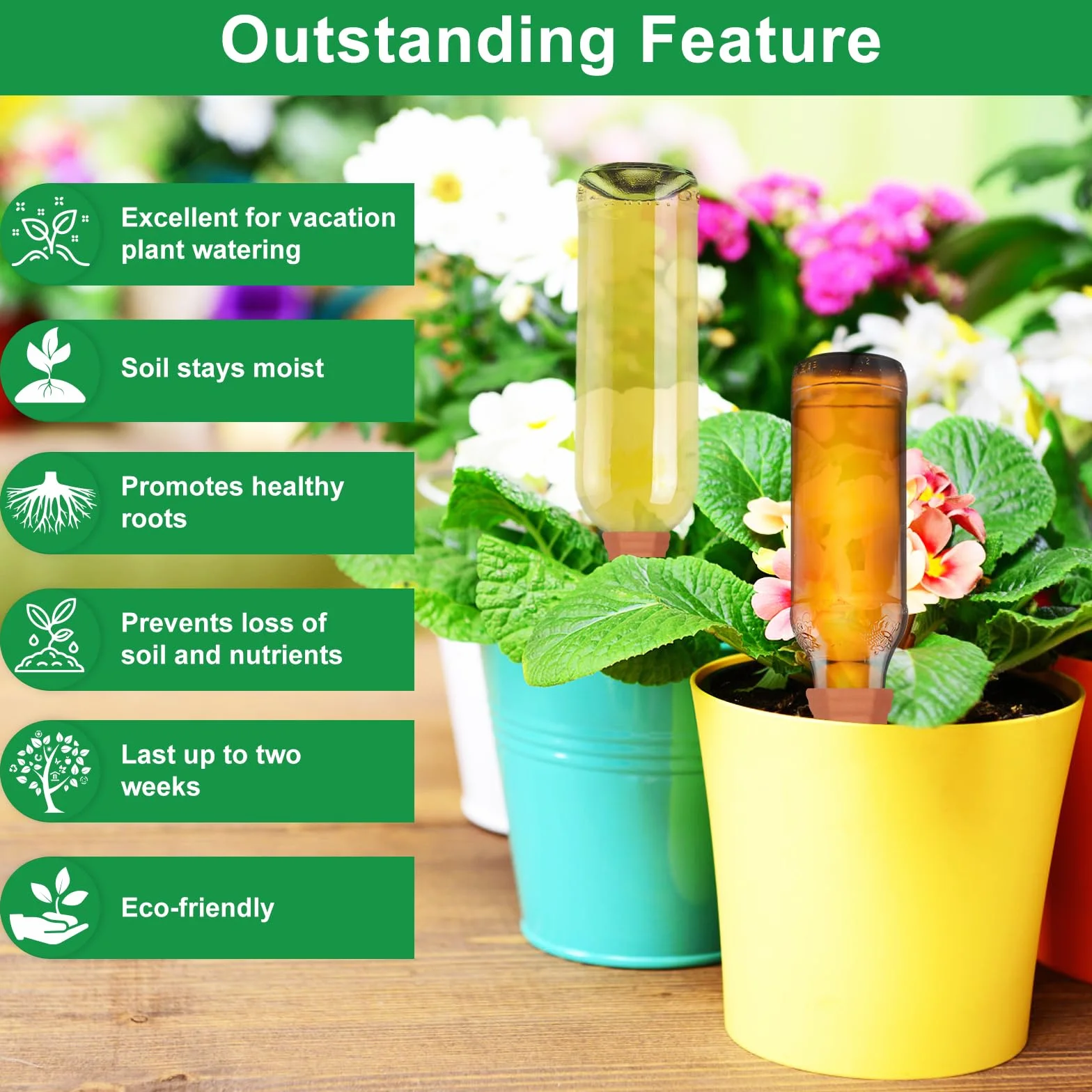 Lot de 10 Cônes d'Arrosage en Argile pour Plantes d'Intérieur, Goutte à Goutte Bouteille