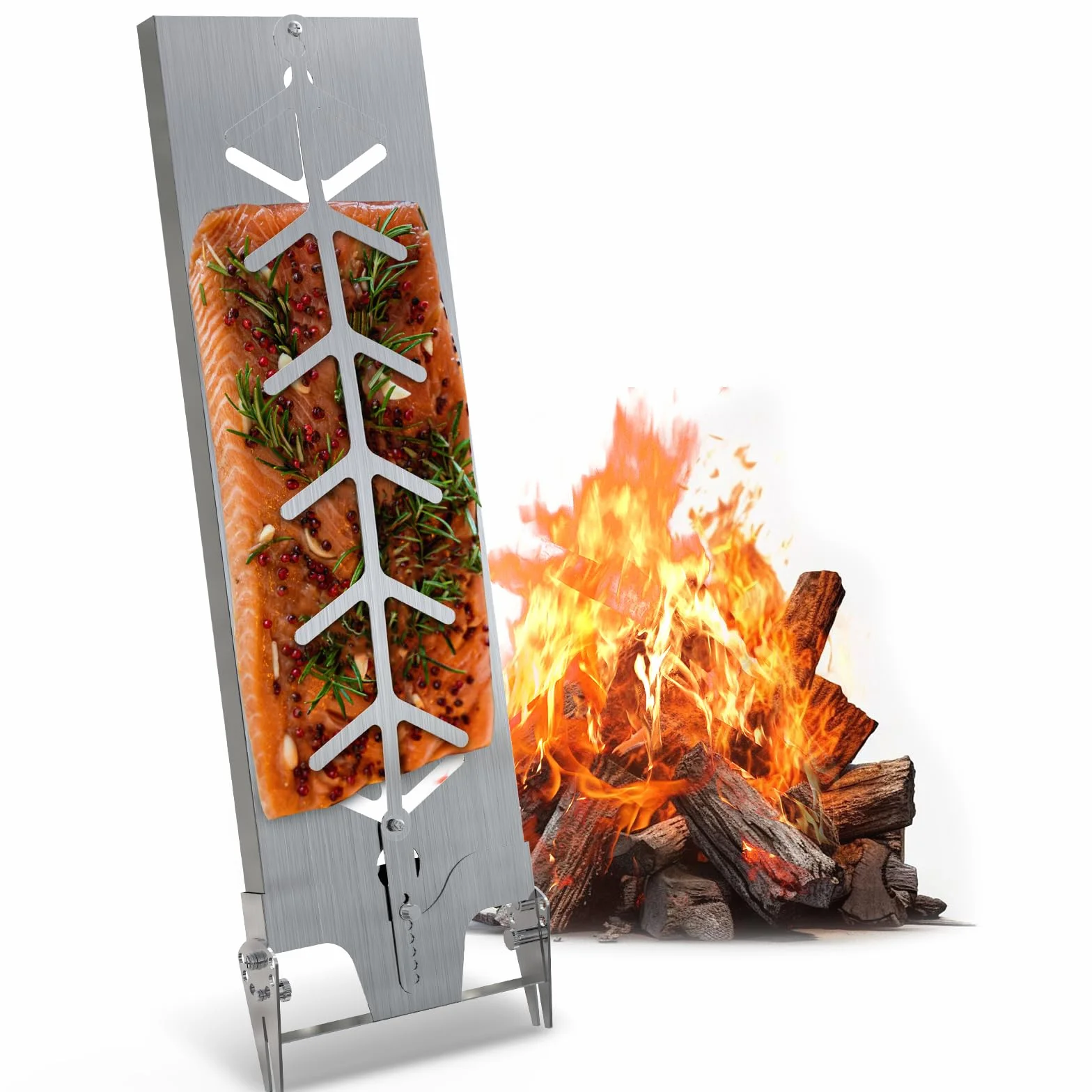 Planche à saumon en acier inoxydable 18 cm - Support pour saumon flambé - Convient pour brasero et barbecues