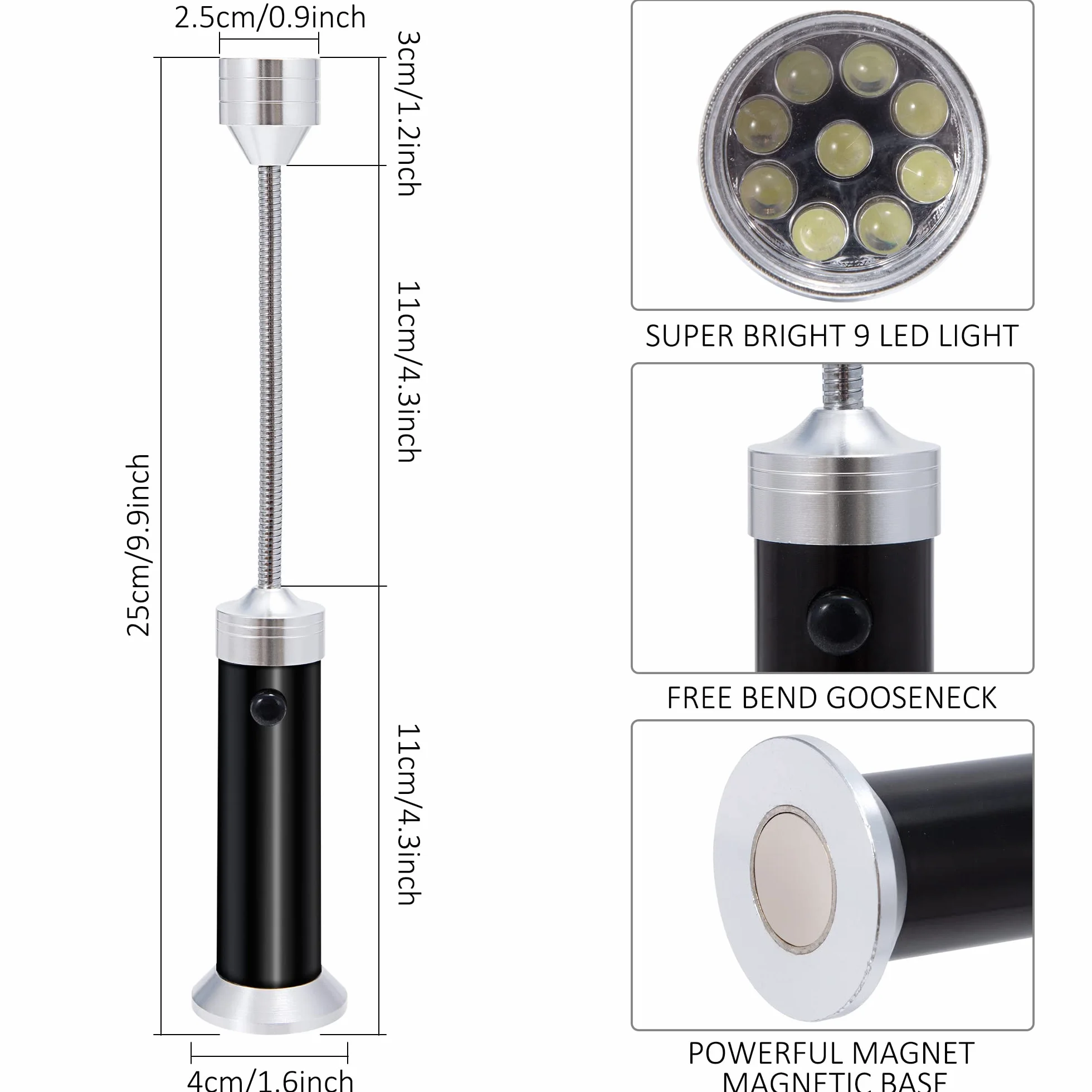 Lampe pour Barbecue LED Lot de 2 avec Base Magnétique Flexible 360° Accessoire BBQ Portable Camping