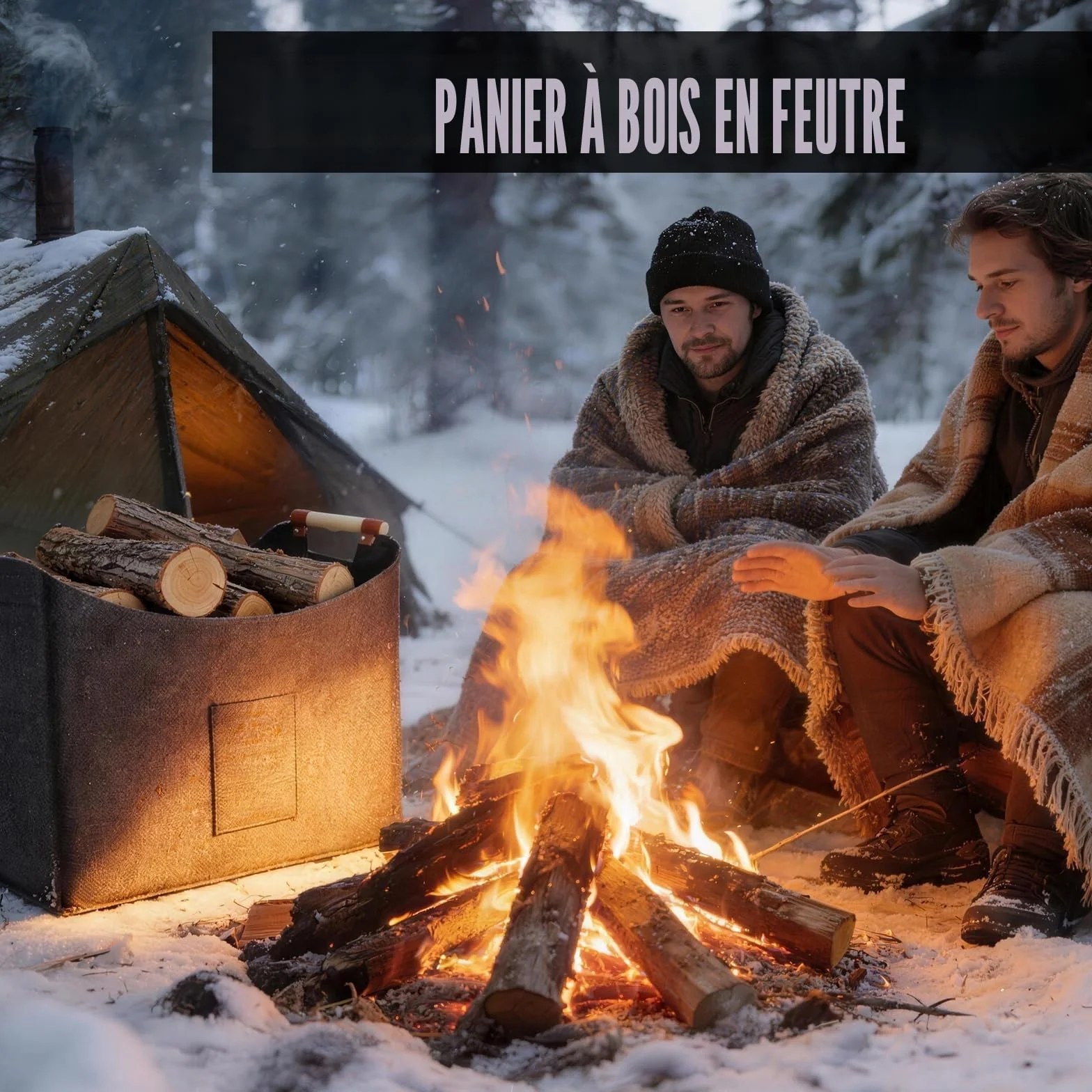 Sac en feutre pour bois pliable 60x40x40cm 96L Gris foncé