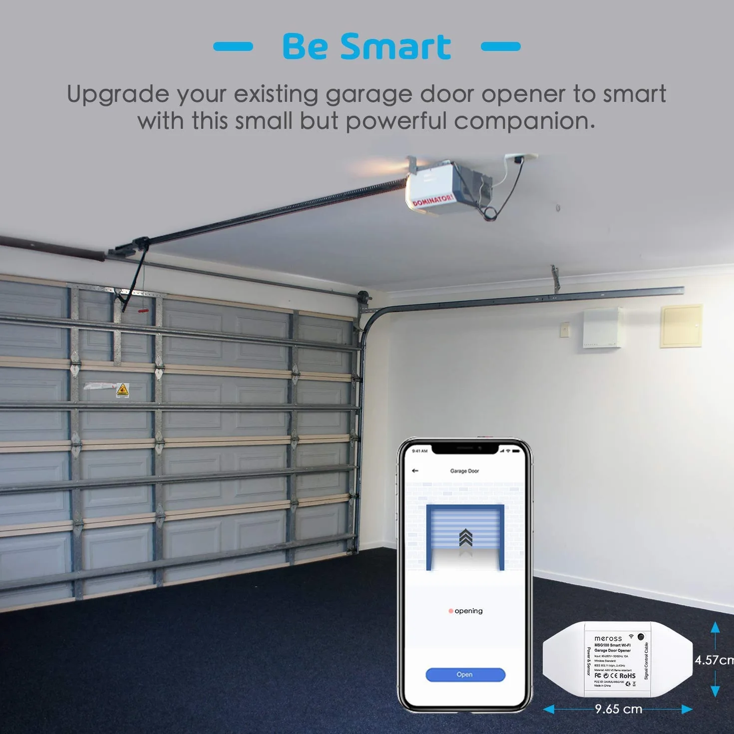 Flysocks Ouvre-Porte de Garage Connecté WiFi, Télécommande de Porte Intelligent Compatible avec Alexa et Google Home, Contrôle à Distance, Commande Vocale et Programme de Temps par APP