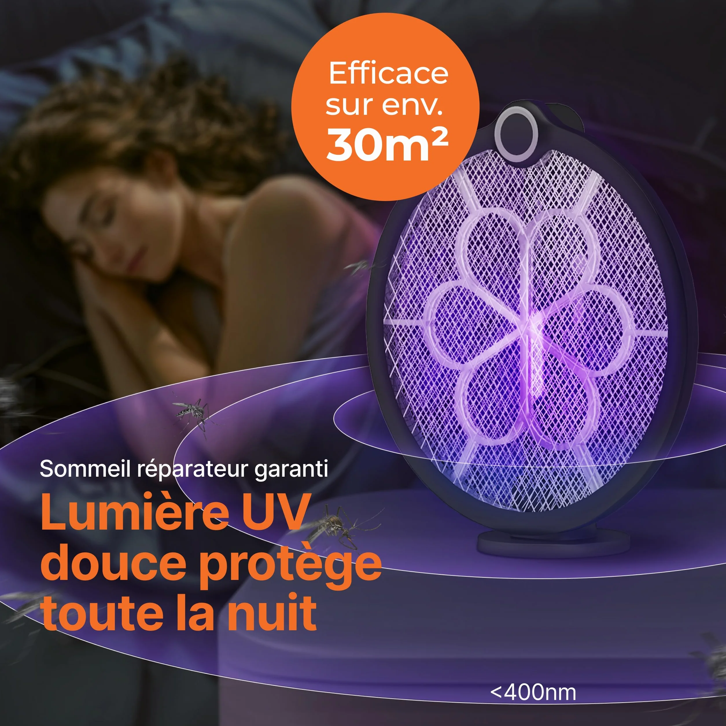 RAPIZZ Raquette Electrique Insectes Rechargeable 3 en 1 Tapette à Moustiques Mouche Électrique