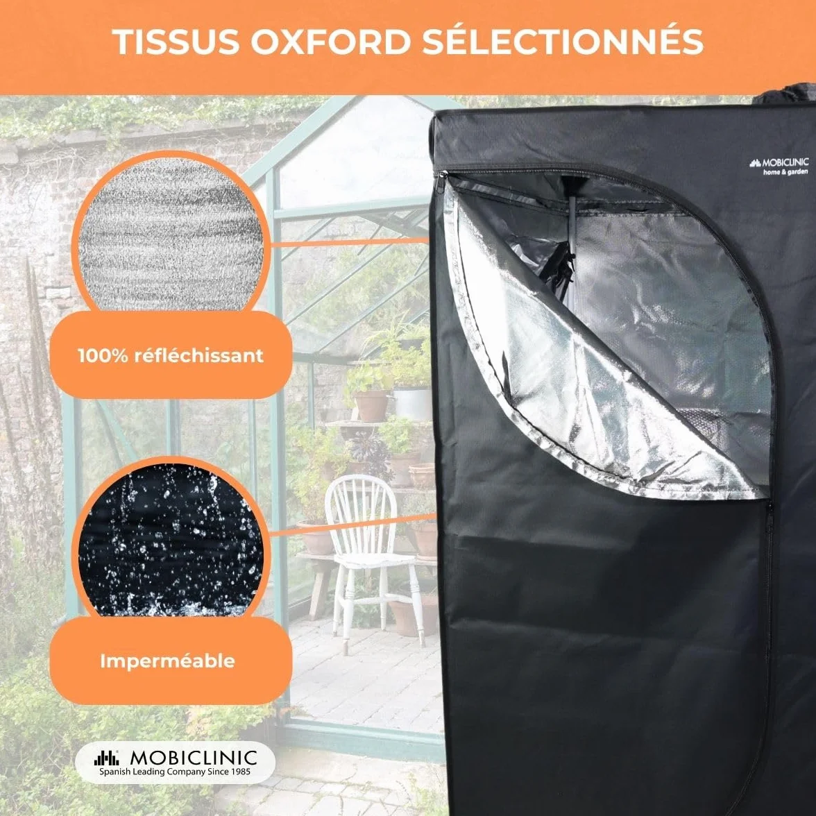 Mobiclinic® Growbox 120x120x200cm Premium Mylar 97% Reflective Hydroponique Imperméable