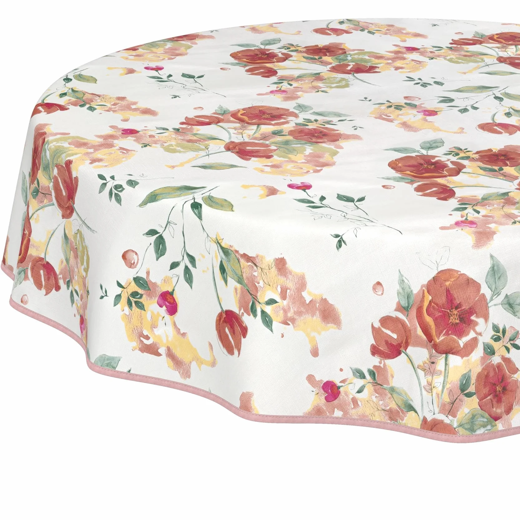Nappe en Toile cirée Lavable Imperméable Effet Lotus Ronde 140 cm