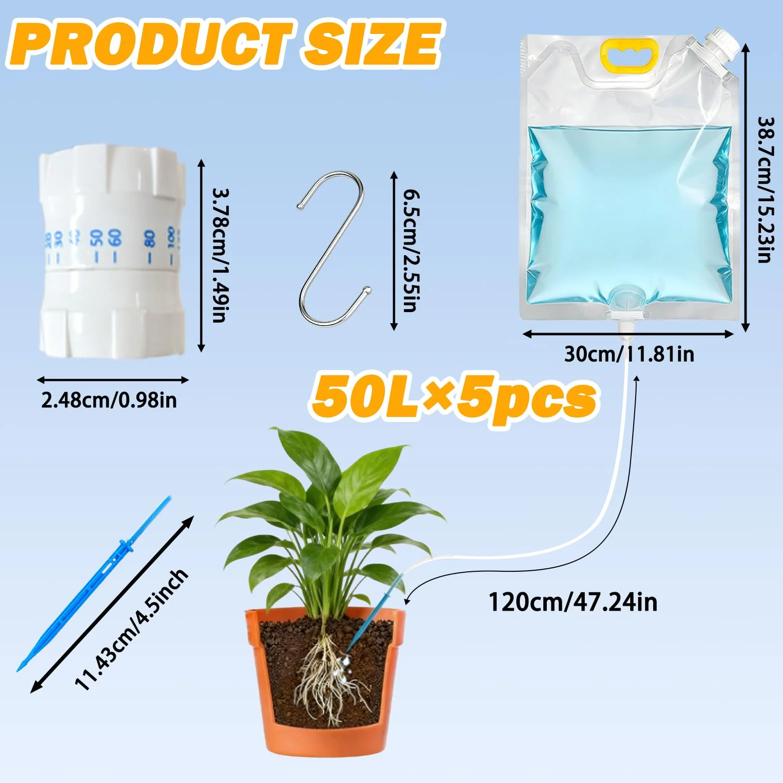 Kit d'Arrosage Automatique 5L Sac, Système d'Irrigation Goutte à Goutte pour Plantes avec Régulateur Réglable
