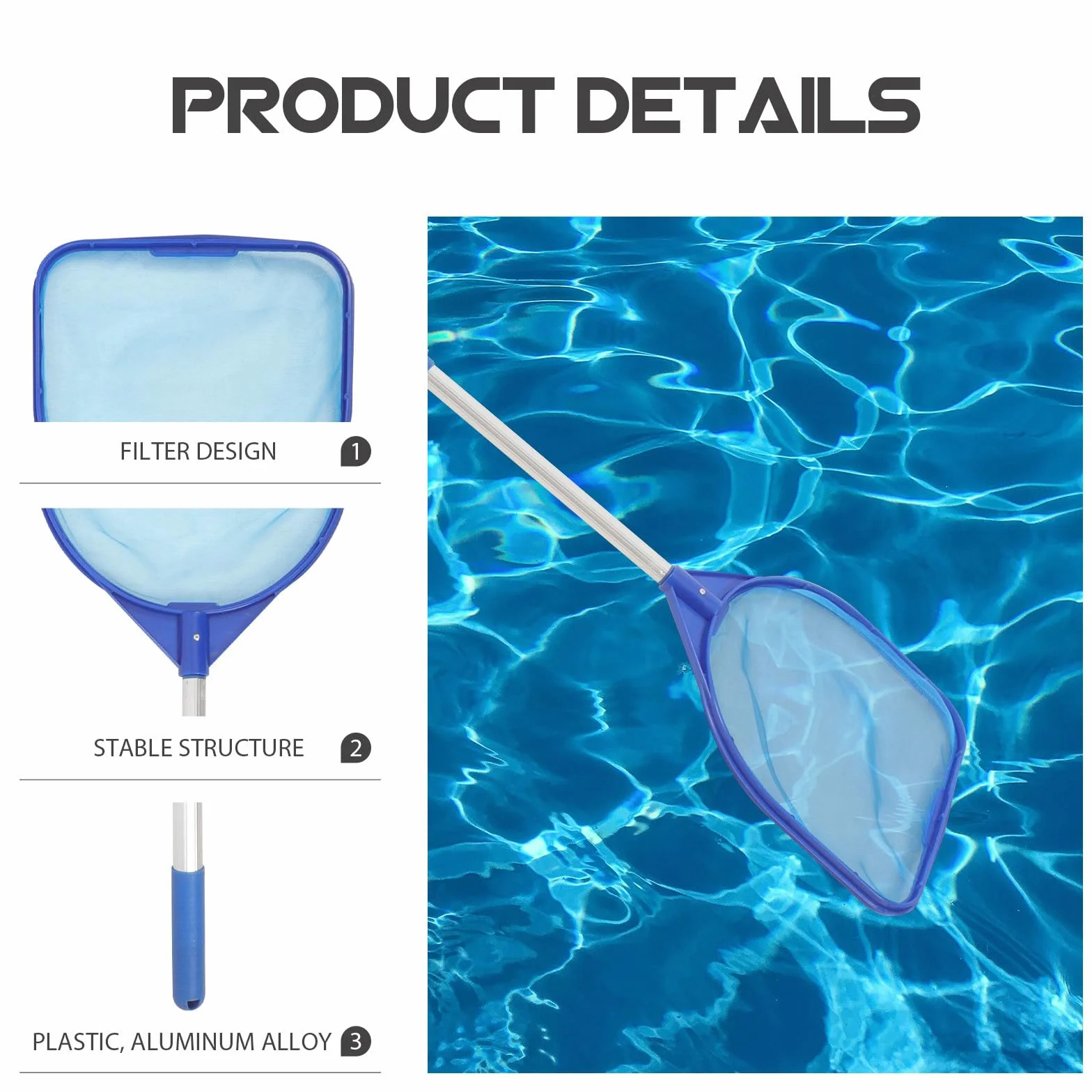 Épuisette de Fond Piscine Filet Nettoyage