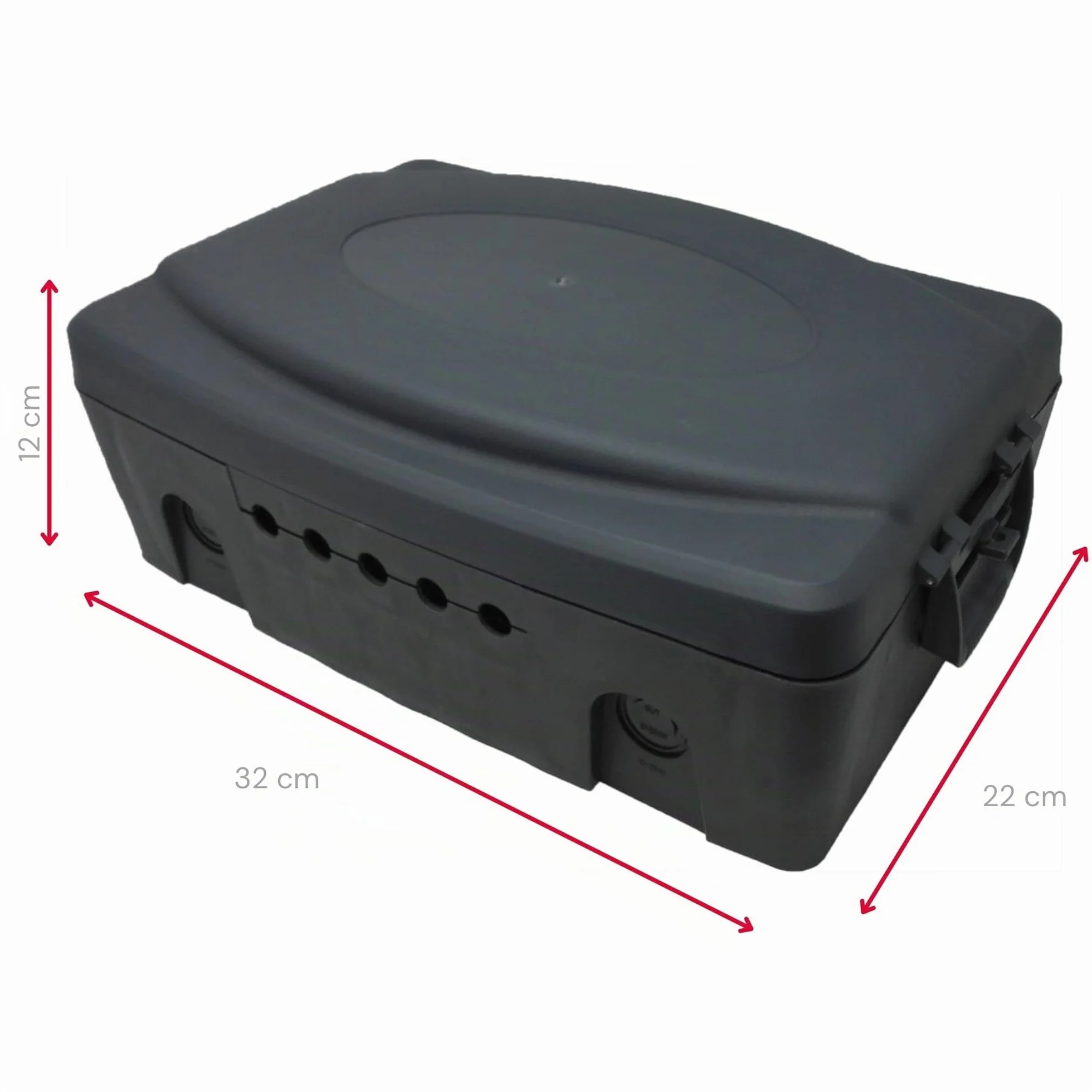 POLY POOL - PP2605 Boîtier Électrique Étanche d’Extérieur Noir - Boîtier pour Multiprise Électrique Bloc d’Alimentation Prises Programmateur