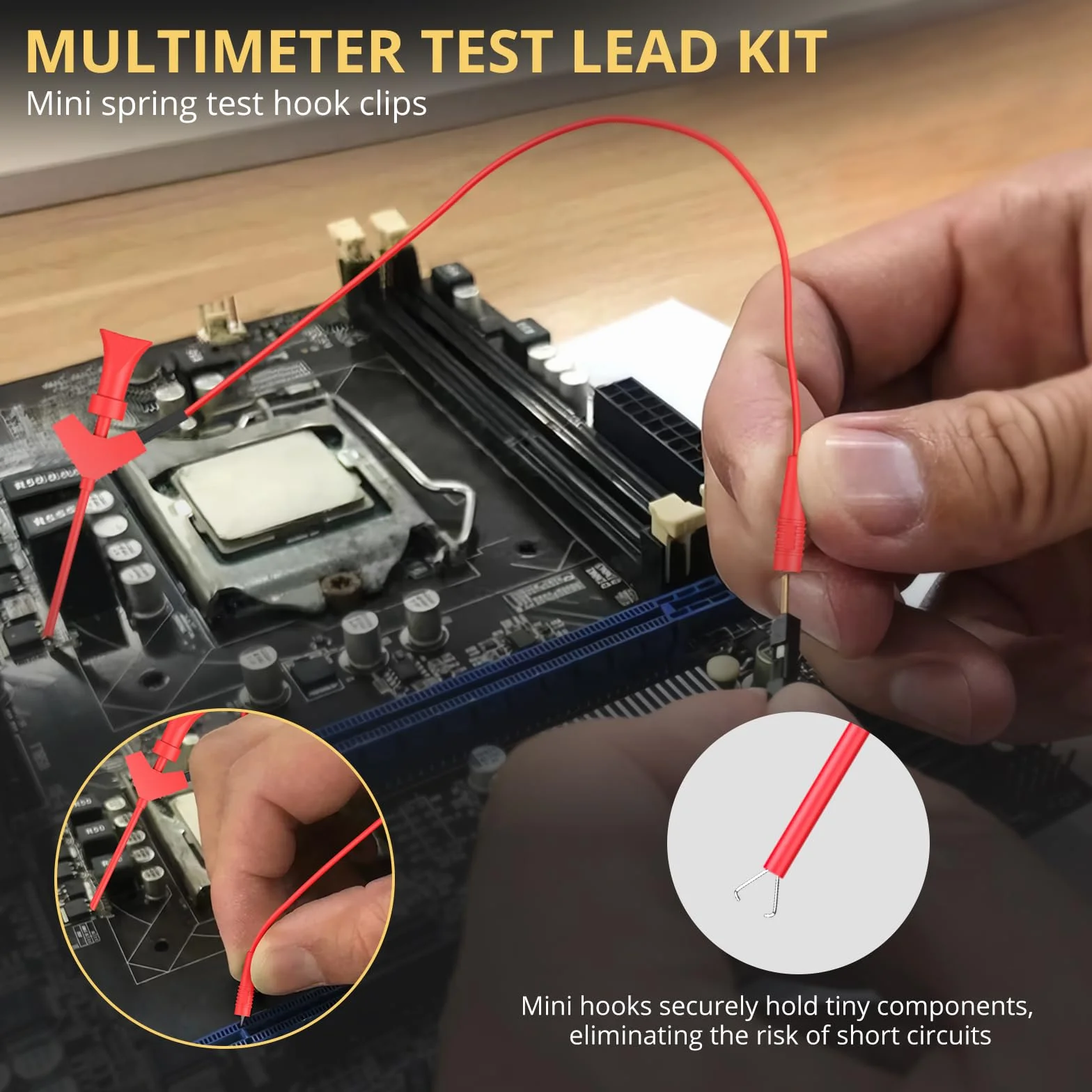 Multimètre électrique 21 en 1 avec pinces crocodile, sonde de test, pince à ressort, prise banane, voltmètre pour testeur de circuit de tension