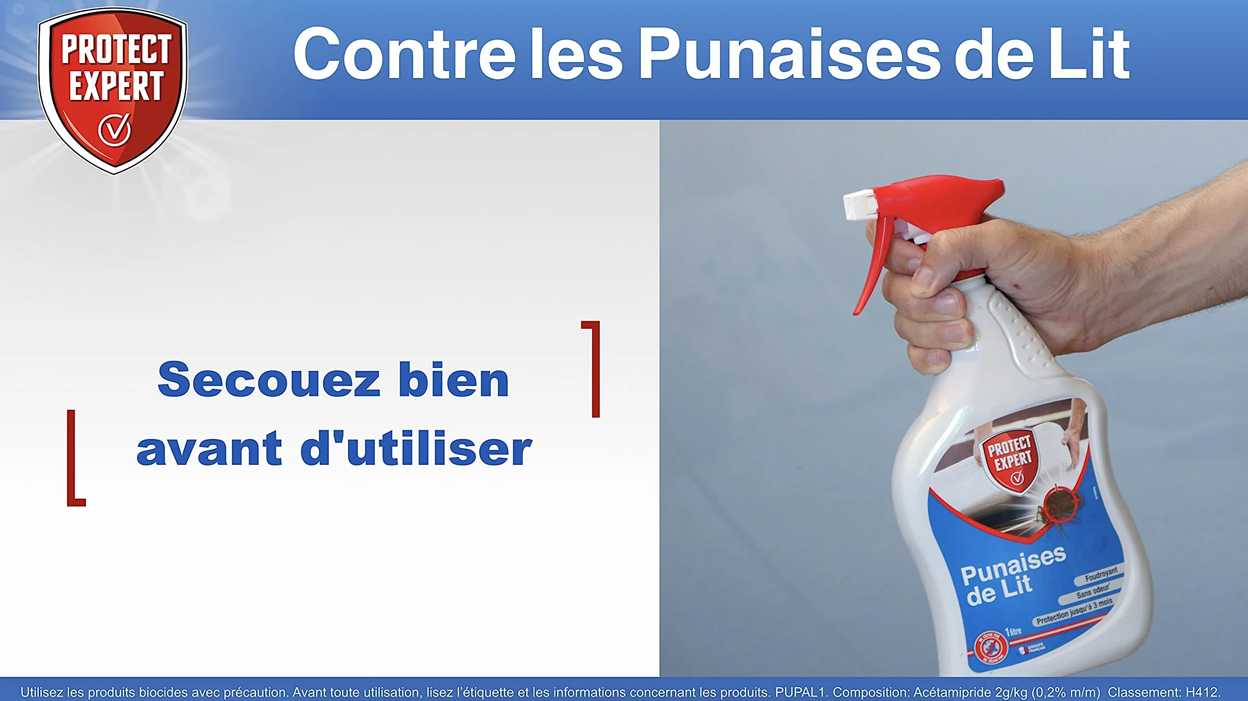 PROTECT EXPERT Anti Punaises De Lits & Acariens 1L - Élimine Larves et Adultes - Efficacité Longue Durée