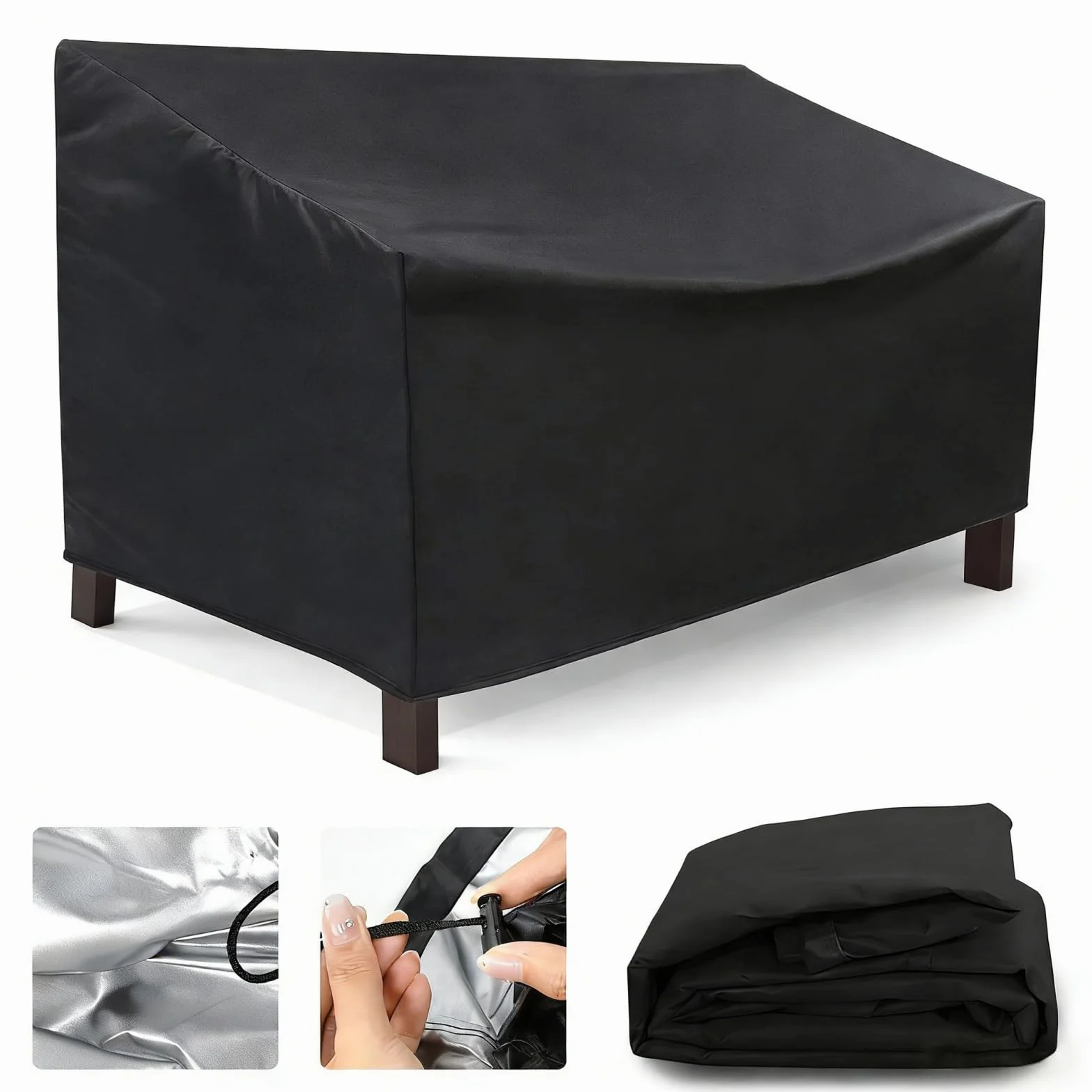 Housse de Banc de Jardin 2 Places Imperméable Oxford 210D Protection Extérieur UV