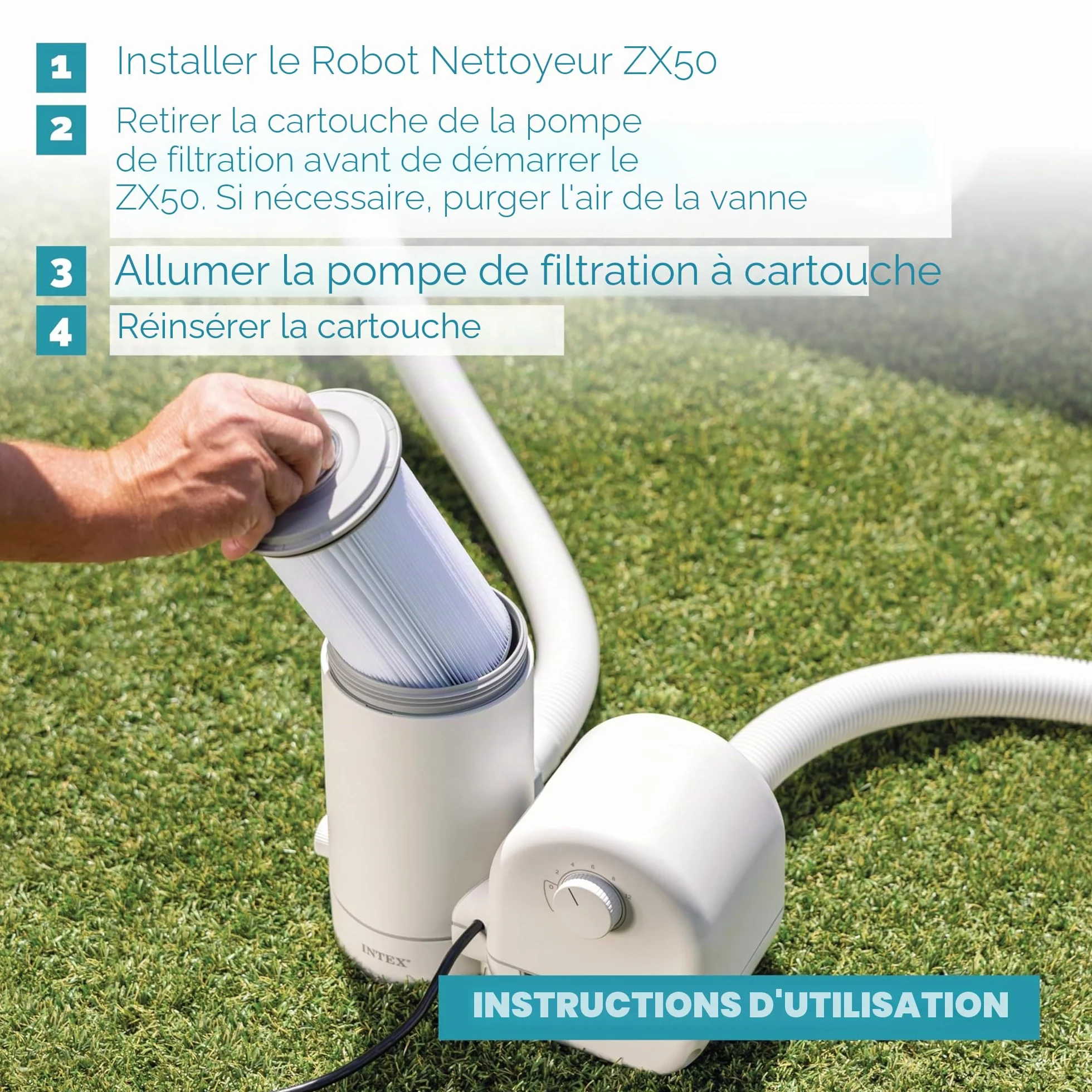 Intex Robot aspirateur Fond zx50 Blanc/Bleu