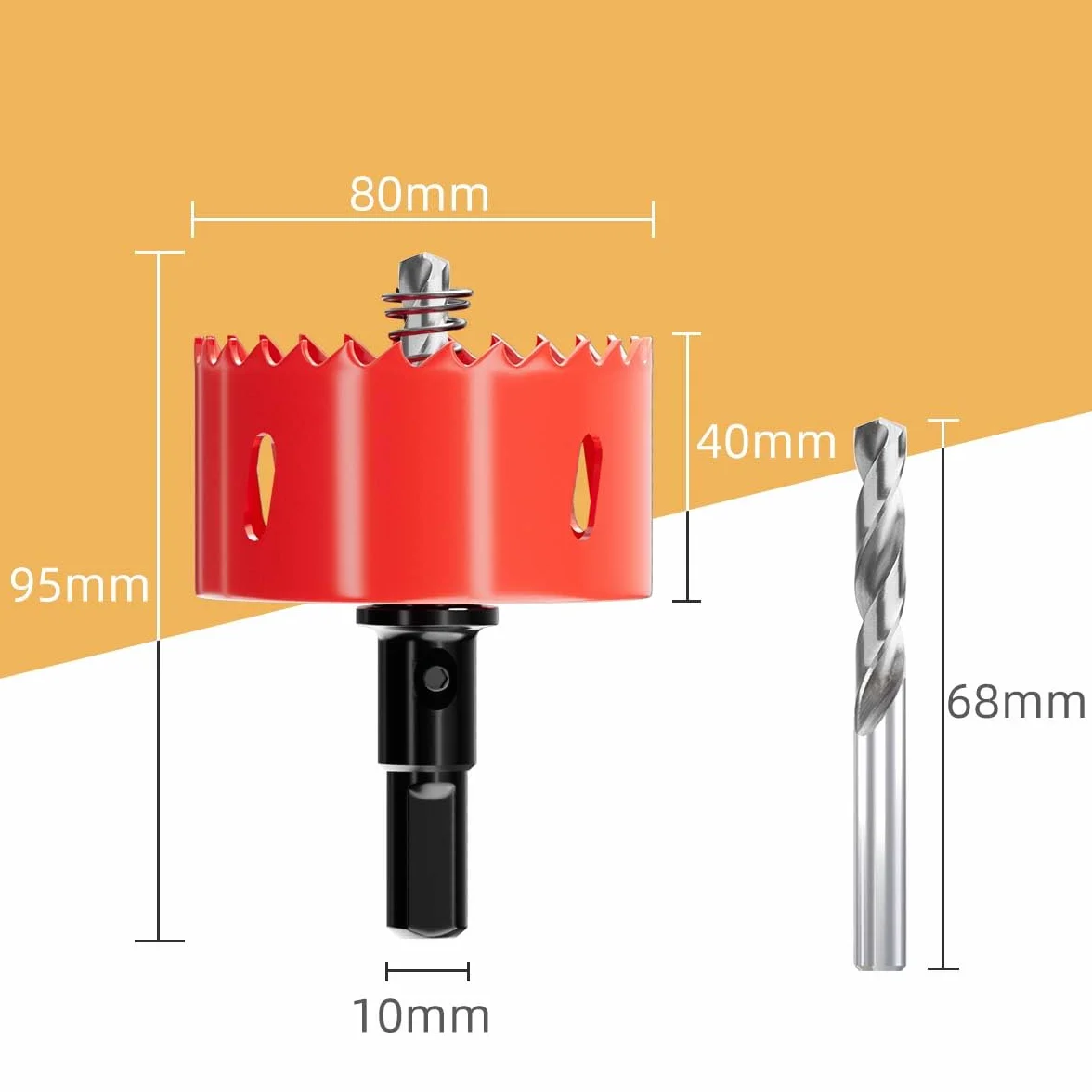 Scie cloche Bi-Métal 80 mm - Profondeur de coupe jusqu’à 30 mm - Idéale pour bois, plastique, cloisons sèches, placo, contreplaqué et métaux - Avec Adaptateur et Foret de centrage