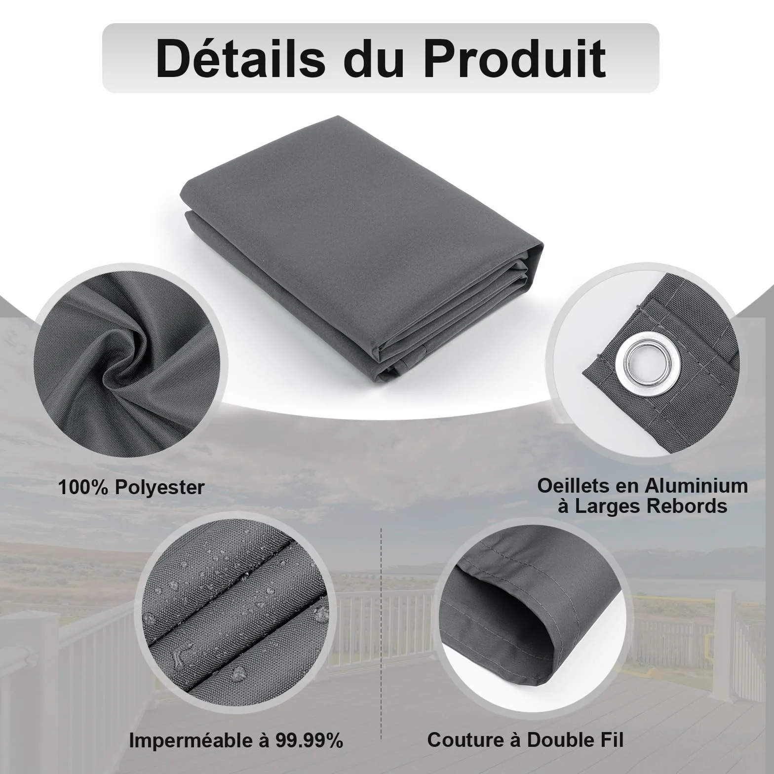 AXT SHADE Brise Vue Balcon 90x300cm Imperméable Protection UV Opaque Résistant Vent avec Trous Serre Câbles Exterieur Terrasse Anthracite
