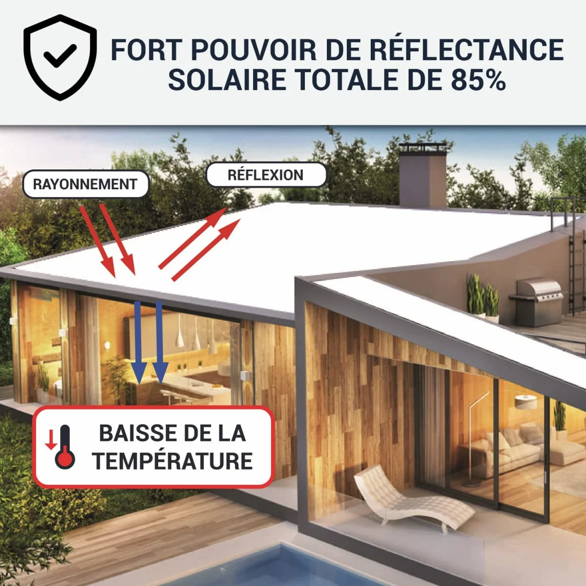 ARCANE INDUSTRIES Peinture Cool Roof Réfléchissante pour Toiture, Anti Chaleur et Anti UV, Réduction Température sous Toit, Blanche - ARCAREFLECT - 2.5 L Blanc