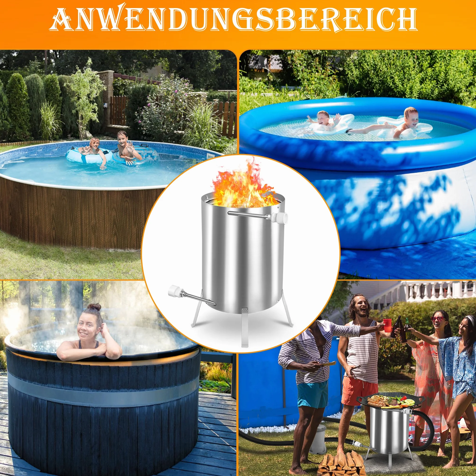 FIVMEN Chauffage de piscine en acier inoxydable avec spirale chauffante