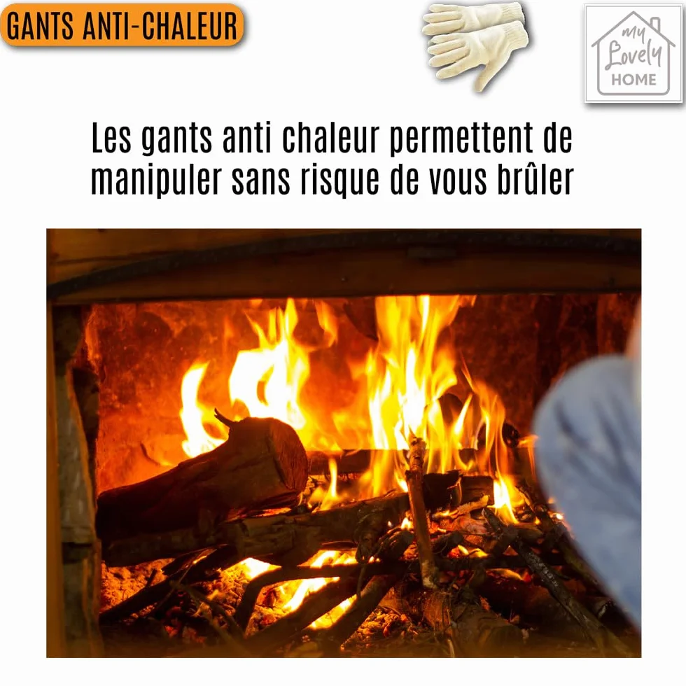 Gants de Barbecue Anti-Chaleur 350°C 26cm Coton Polyester - My Lovely Home