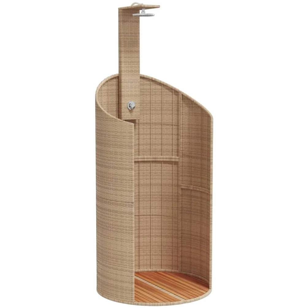 vidaXL Douche d'Extérieur Résine Tressée Bois Acacia Beige