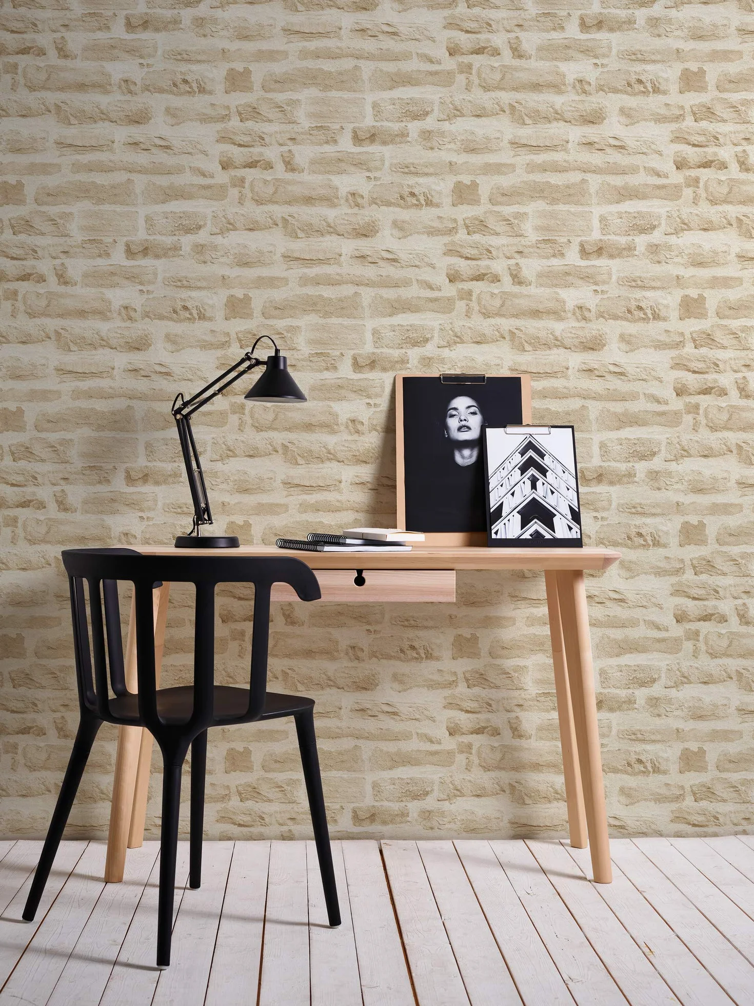 A.S. Création papier peint intissé style maison de campagne en crème, beige – papier peint effet pierre naturelle authentique 10,05 m x 0,53 m – 355802