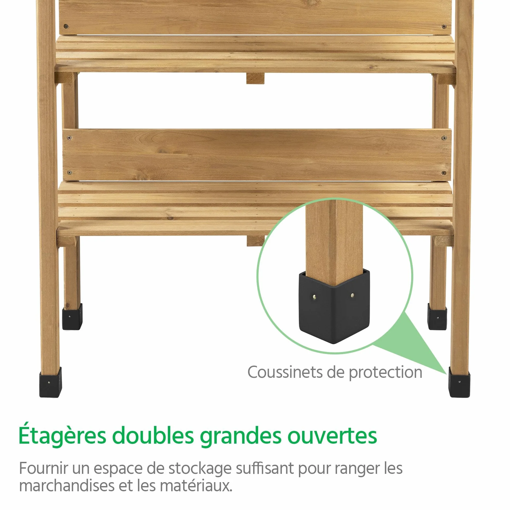 Yaheetech Table de Rempotage Extérieure en Bois Sapin avec Étagère de Rangement 3 Crochets