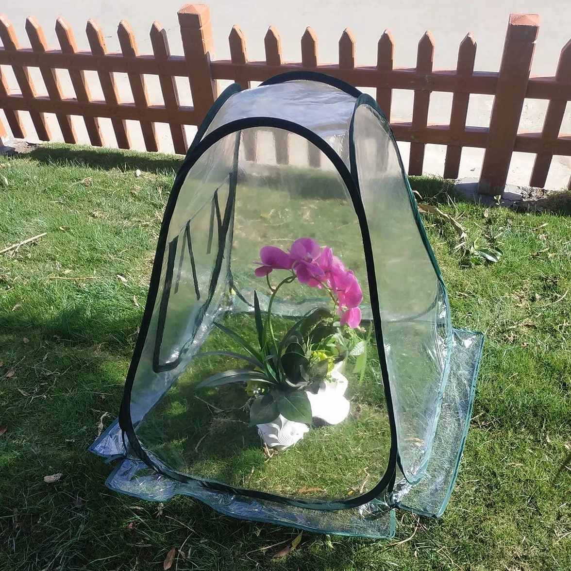 Tente à Effet de Serre Escamotable, Mini Maison de Culture en PVC pour Plantes, Serre Portable 70x70x80cm avec Piquets