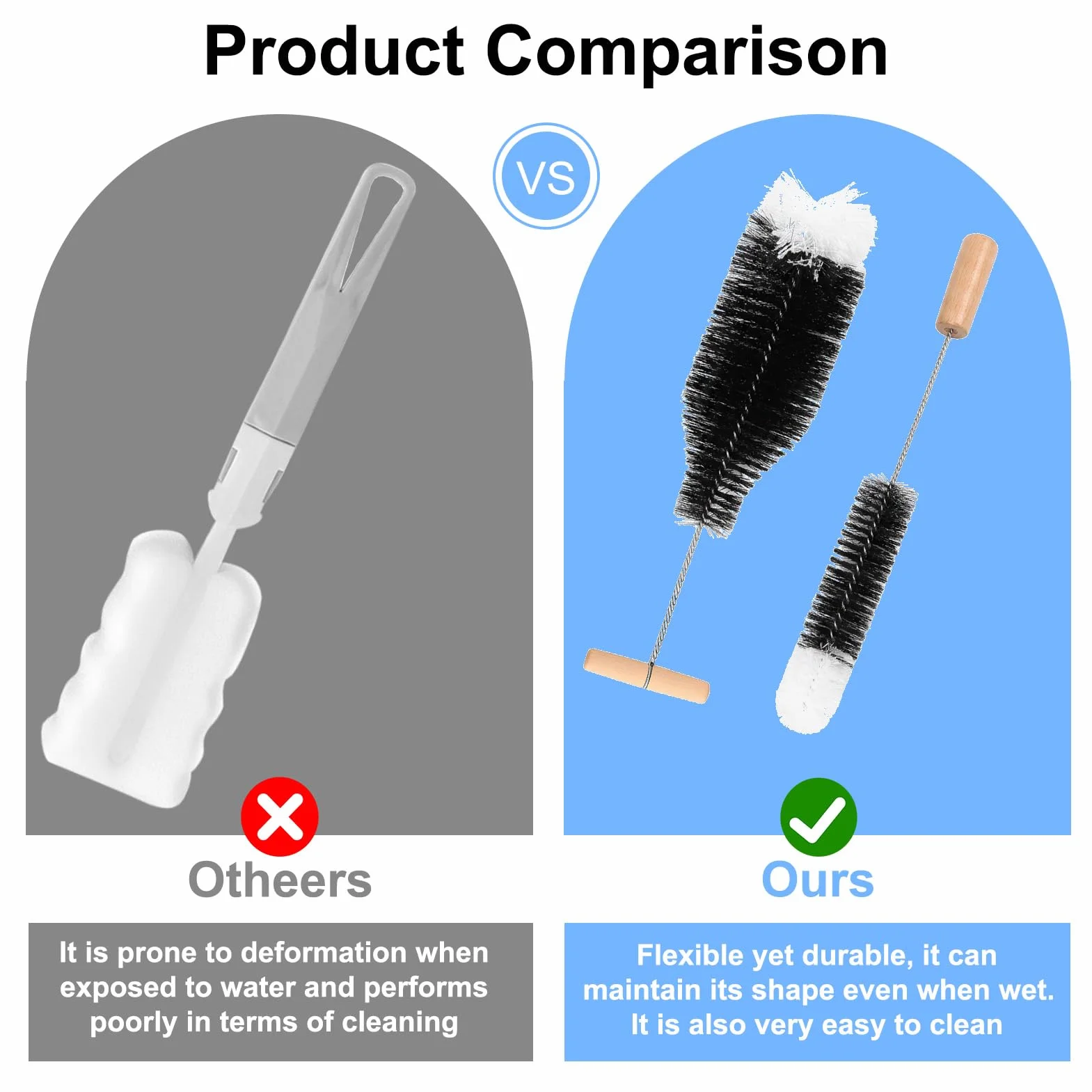 2 Pcs Goupillon Bouteille 35cm Compatible avec Les Bouteilles en Verre Sodastream, Gourde en Verre et Bouteilles Étroites, Nettoyage Profond sans Rayures Ni Résidus