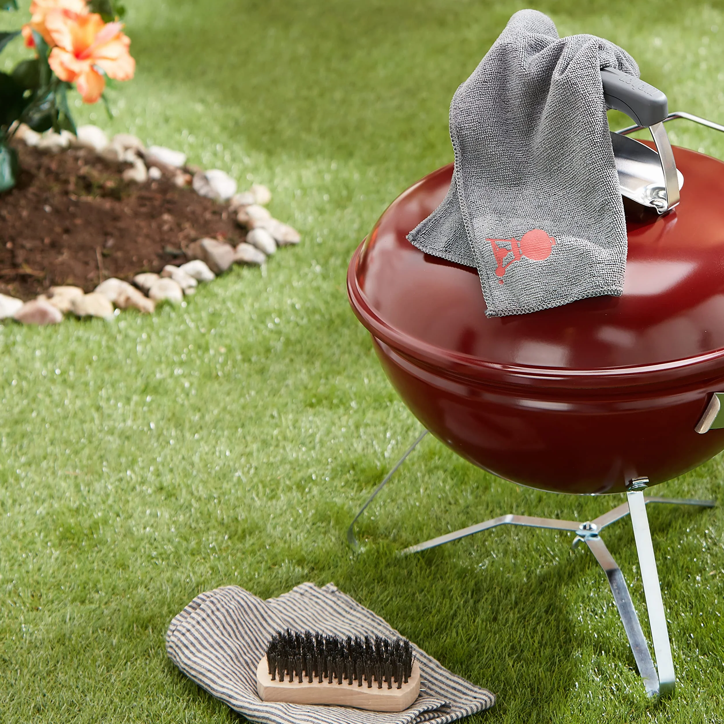 Weber Chiffon Microfibre pour Barbecues Acier Inoxydable Surfaces émaillées Lavable Machine Gris